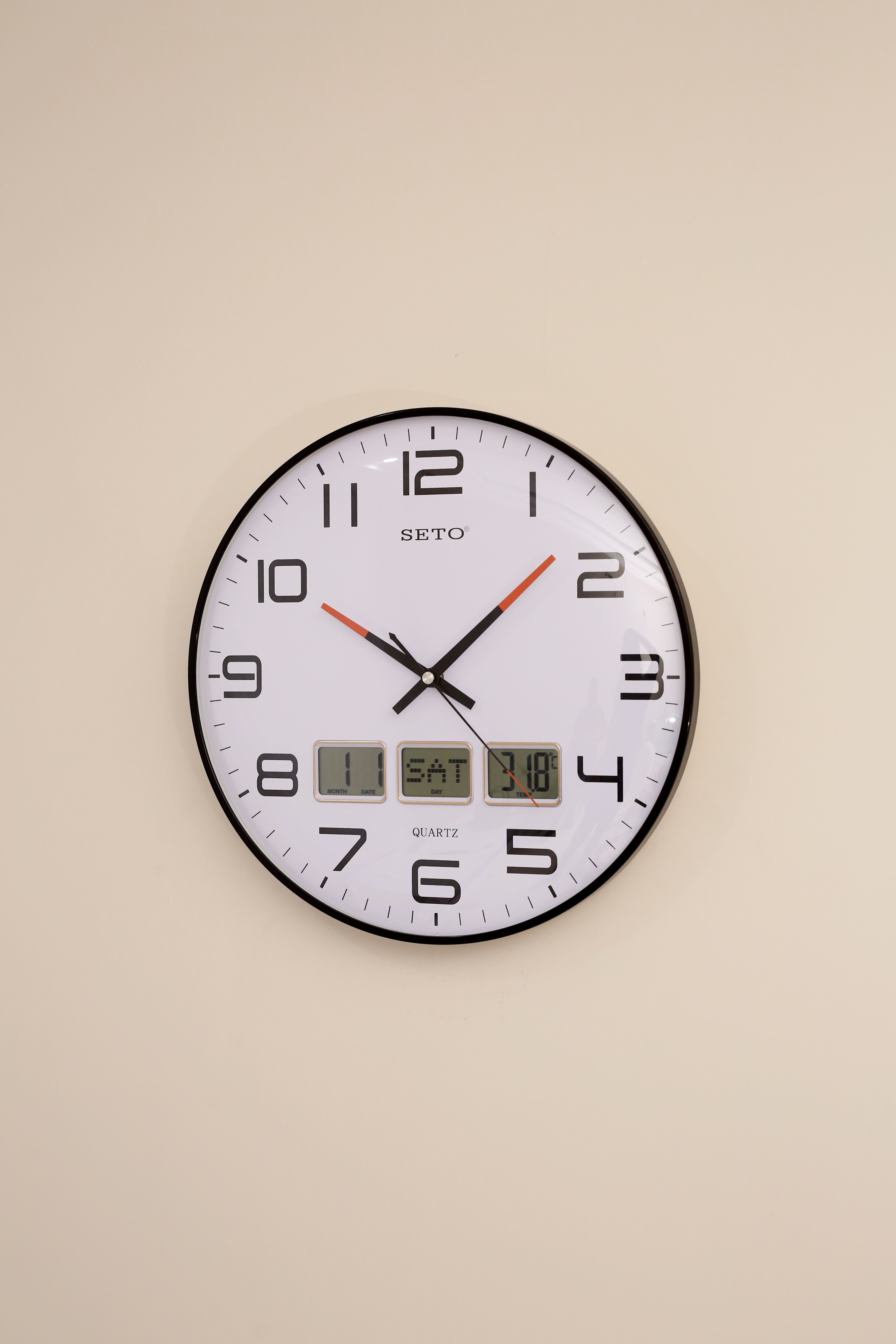 Seto Wall Clock Day Date Temperature  S-1093