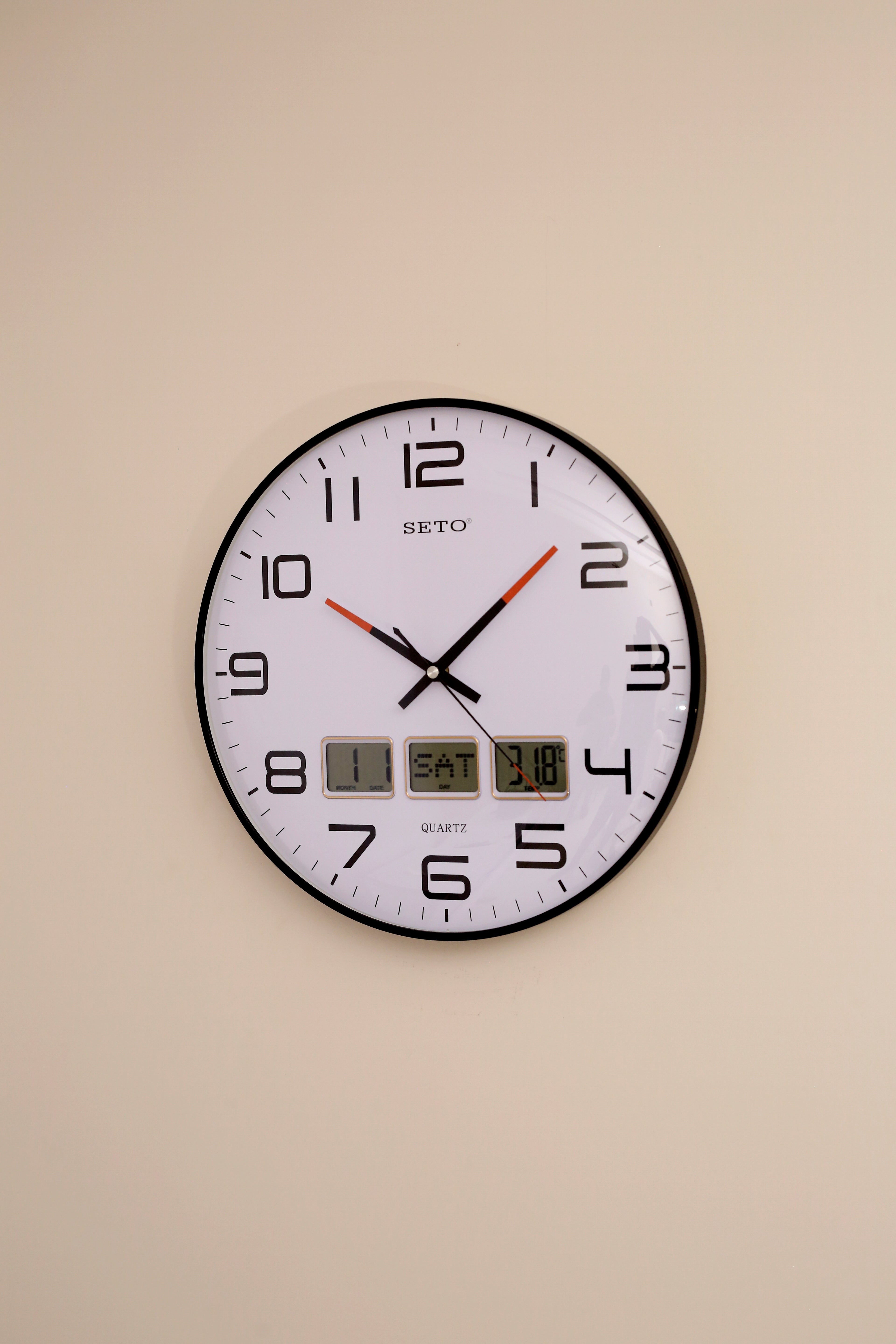 Seto Wall Clock Day Date Temperature  S-1093