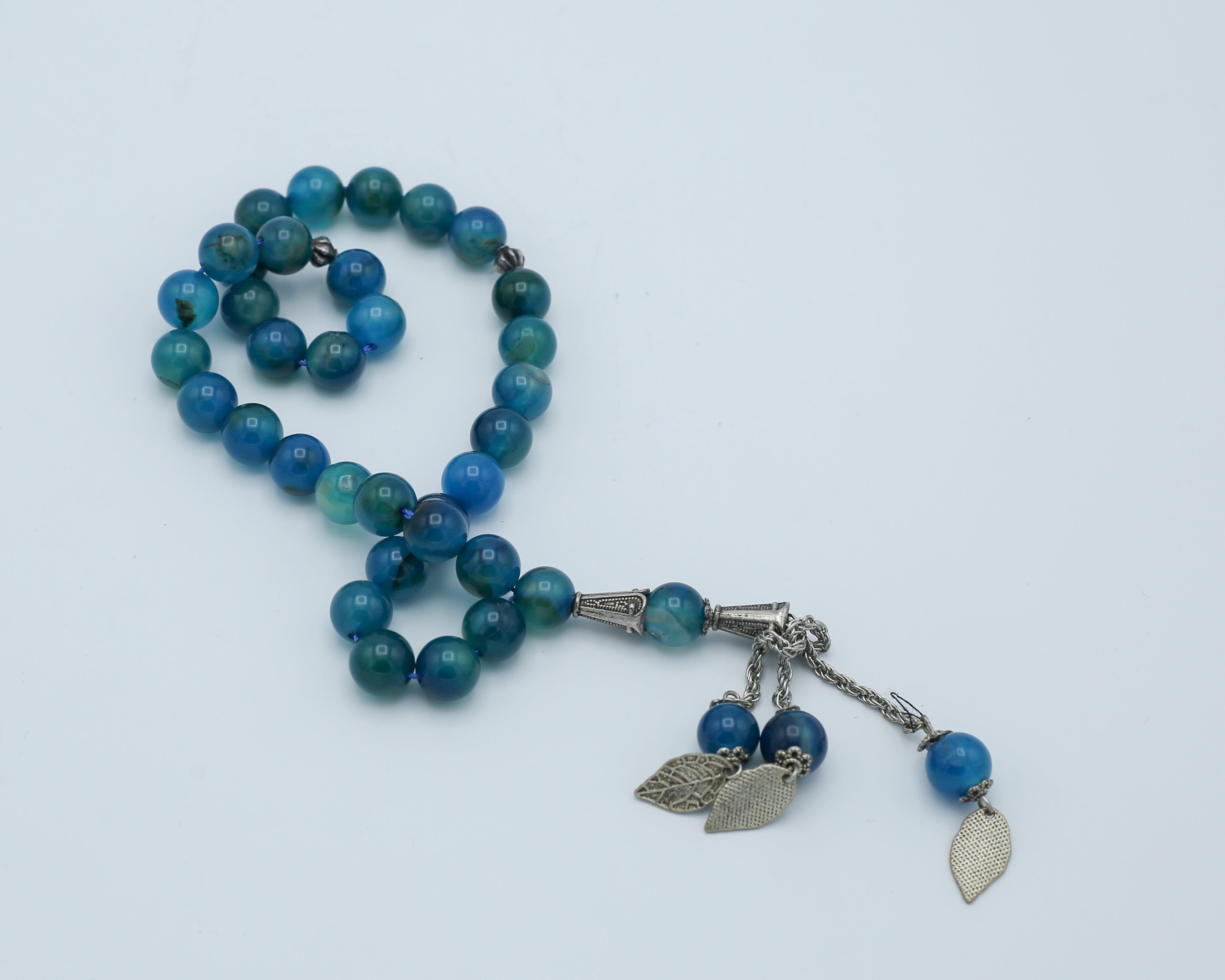 Blue Aqeeq Stone Tasbih 33 Beads
