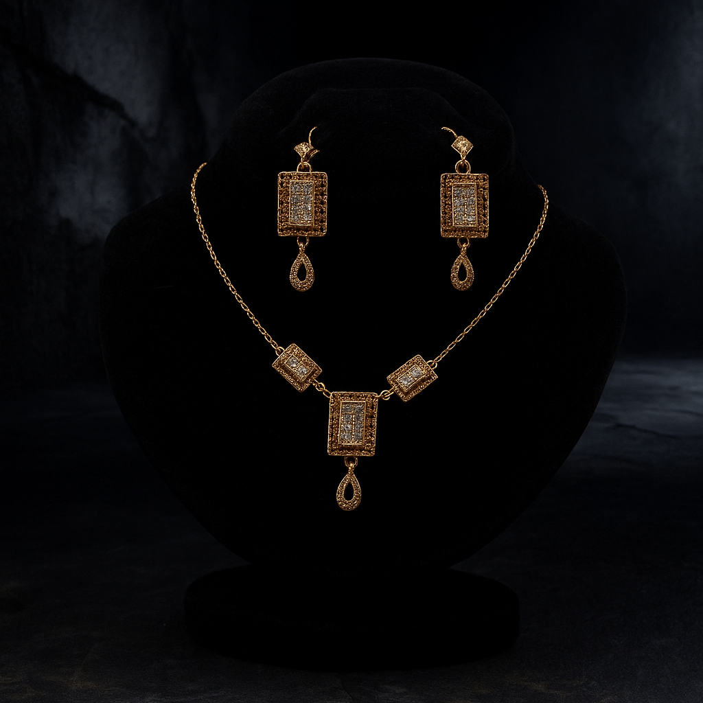 Gold Brick Locket Set LS-14