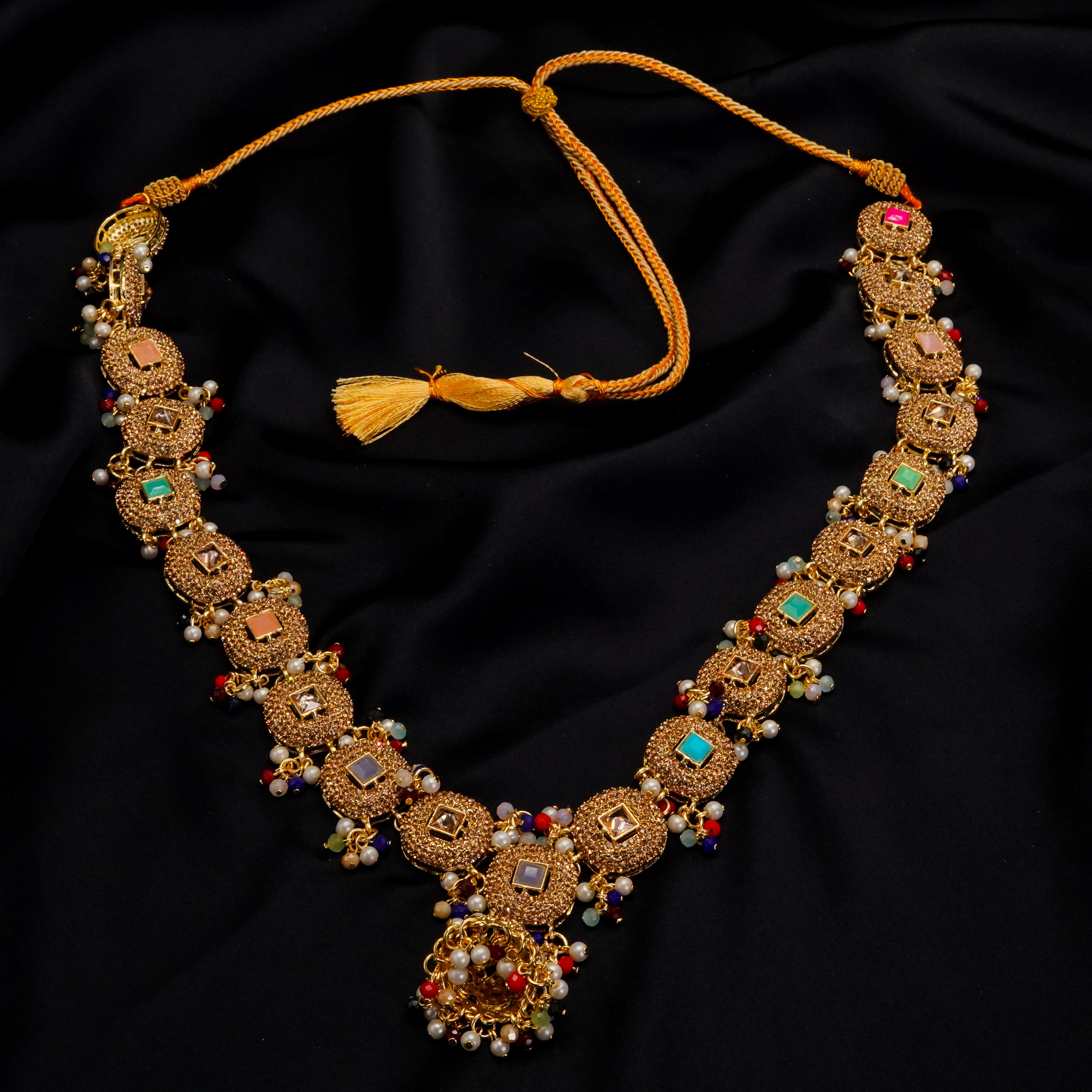 Golden with Multiple Stone Jewellery Set JS-02