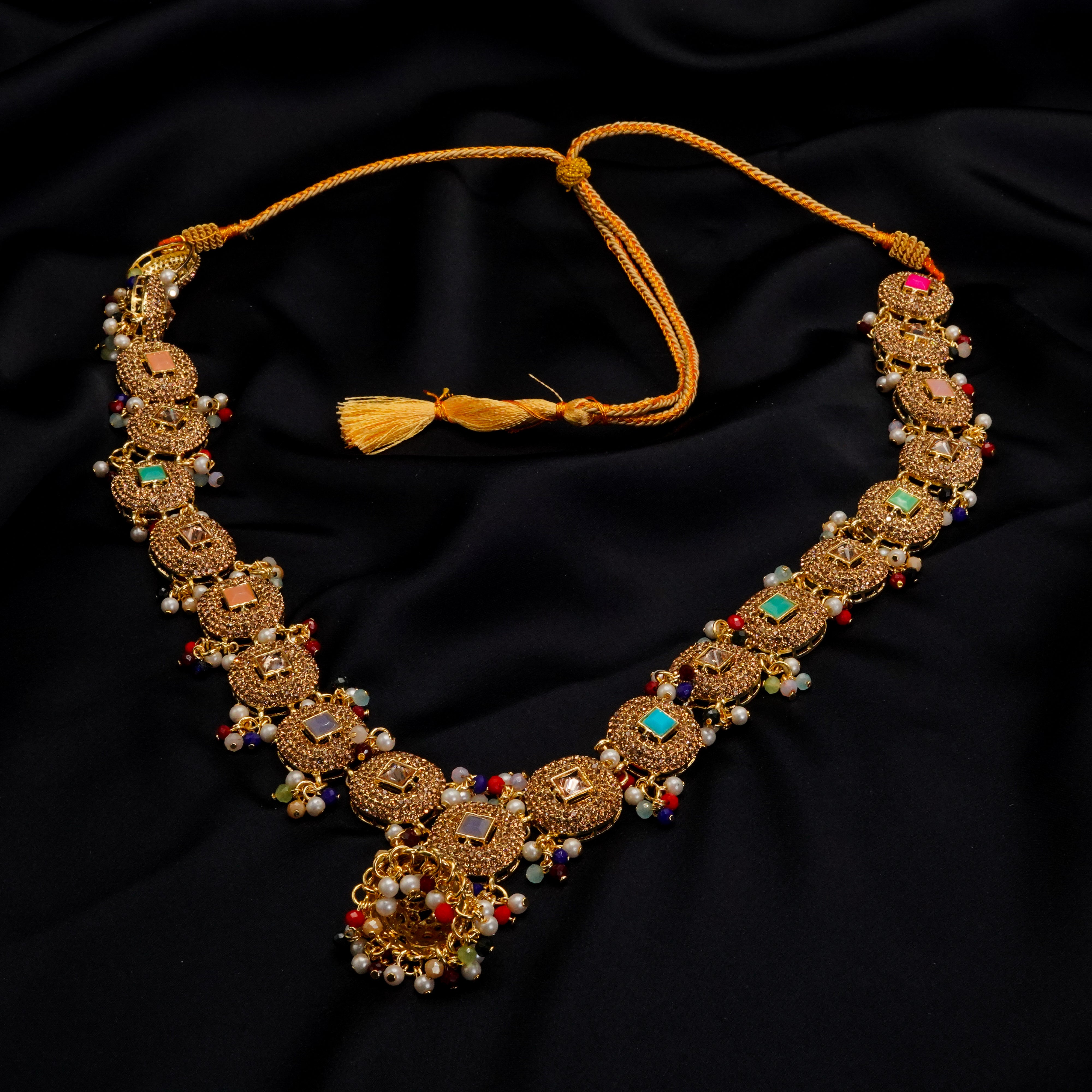 Golden with Multiple Stone Jewellery Set JS-02