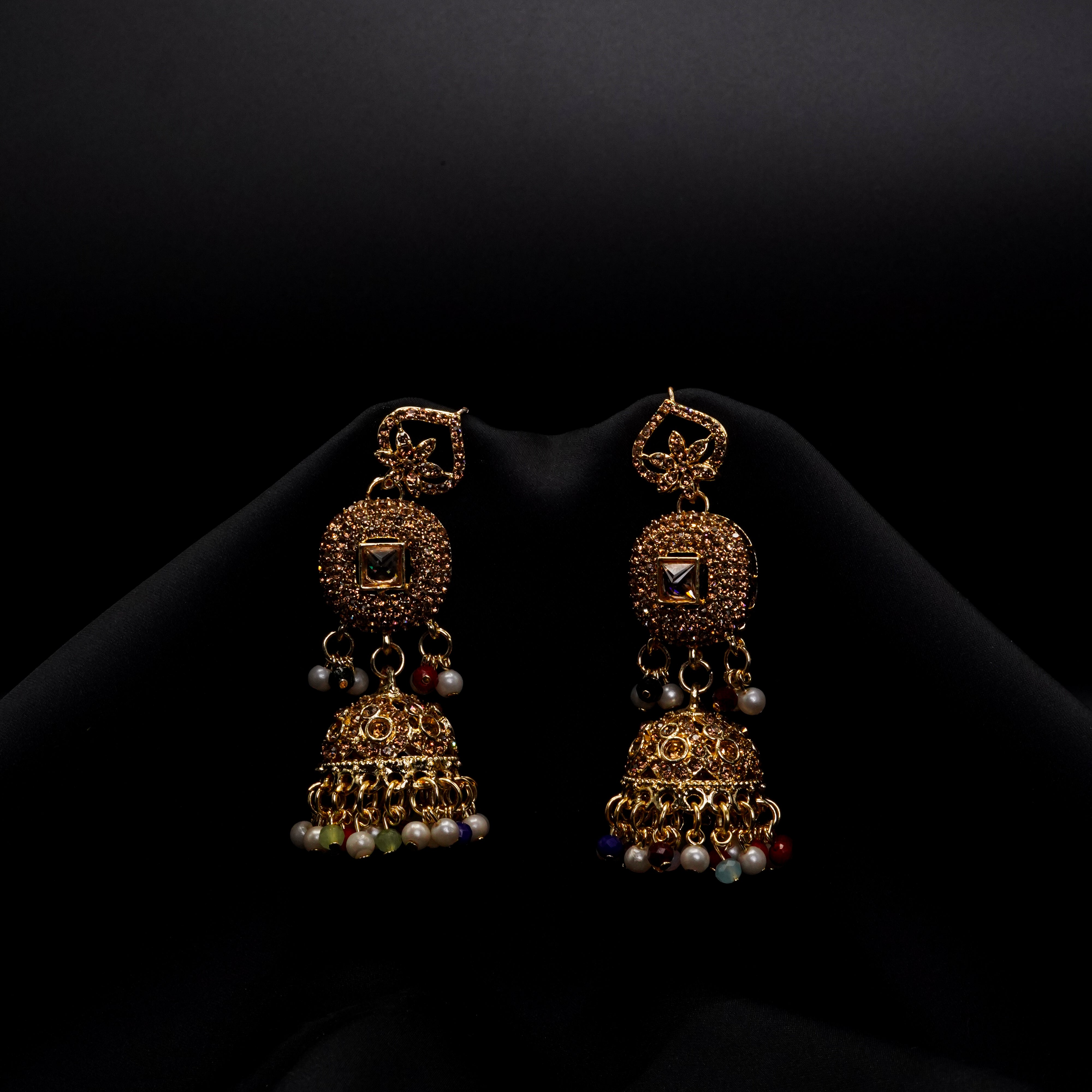 Golden with Multiple Stone Jewellery Set JS-02