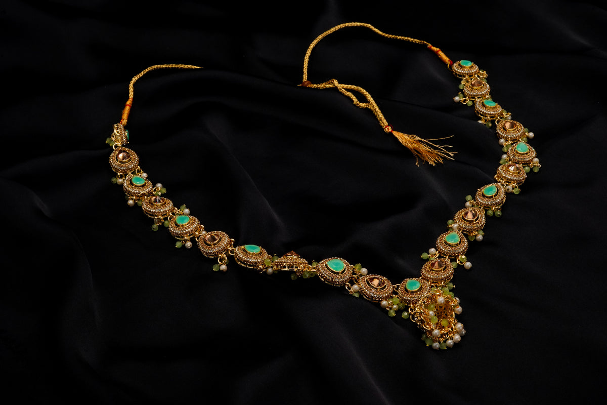 Golden with Multiple Stone Jewellery Set JS-09