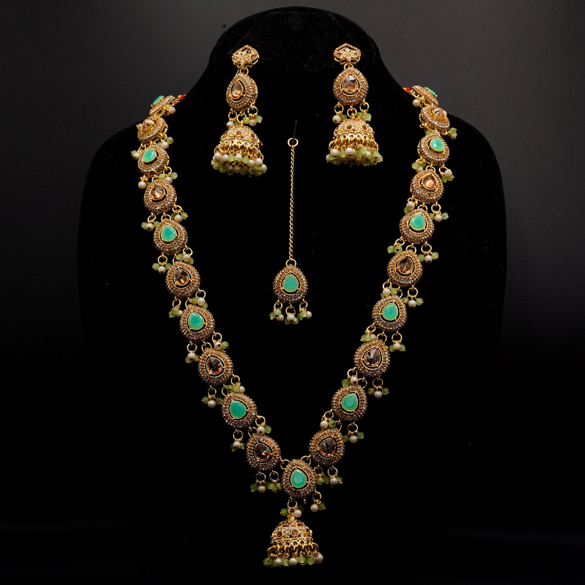 Golden with Multiple Stone Jewellery Set JS-09
