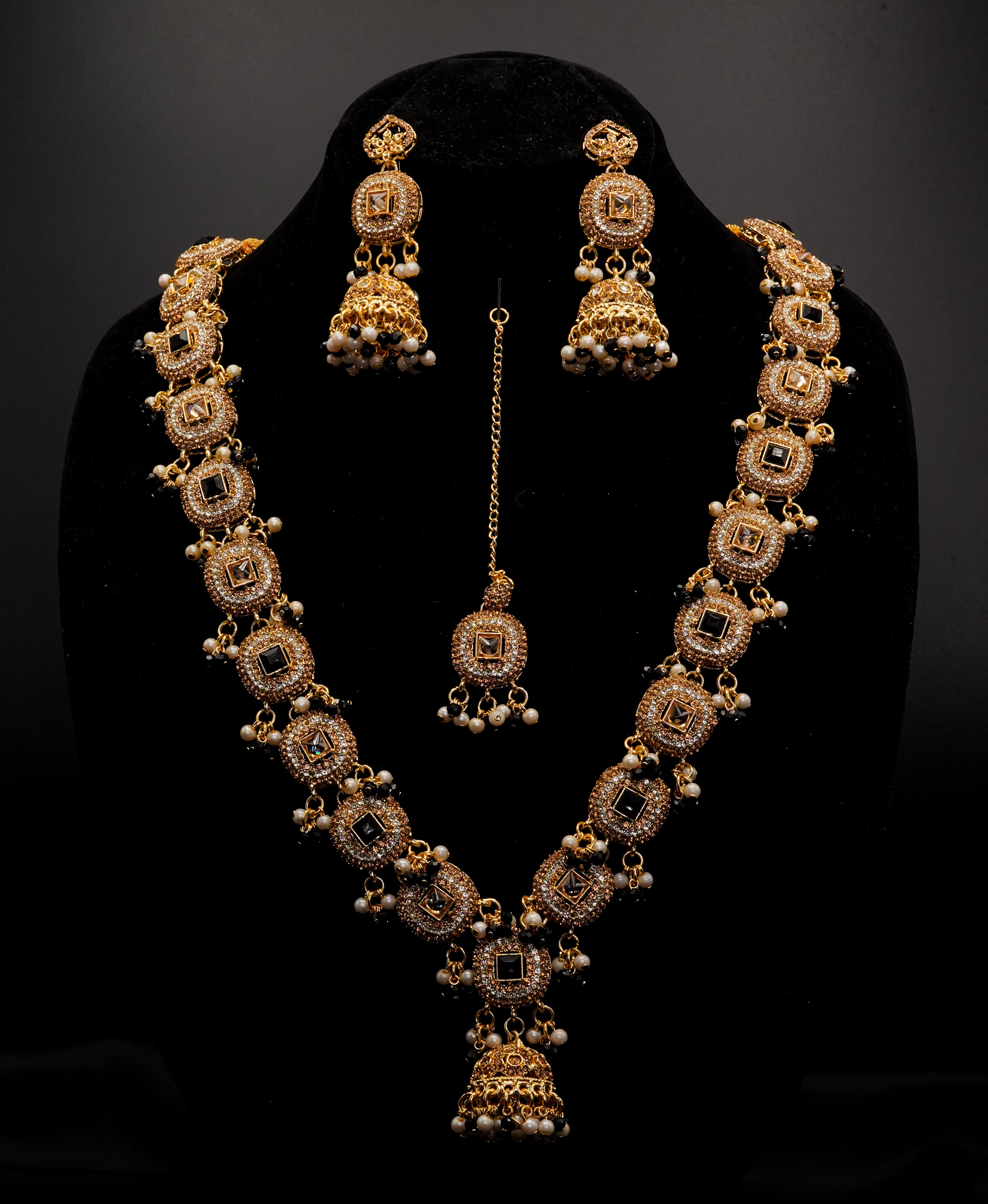 Golden with Multiple Stone Jewellery Set JS-02