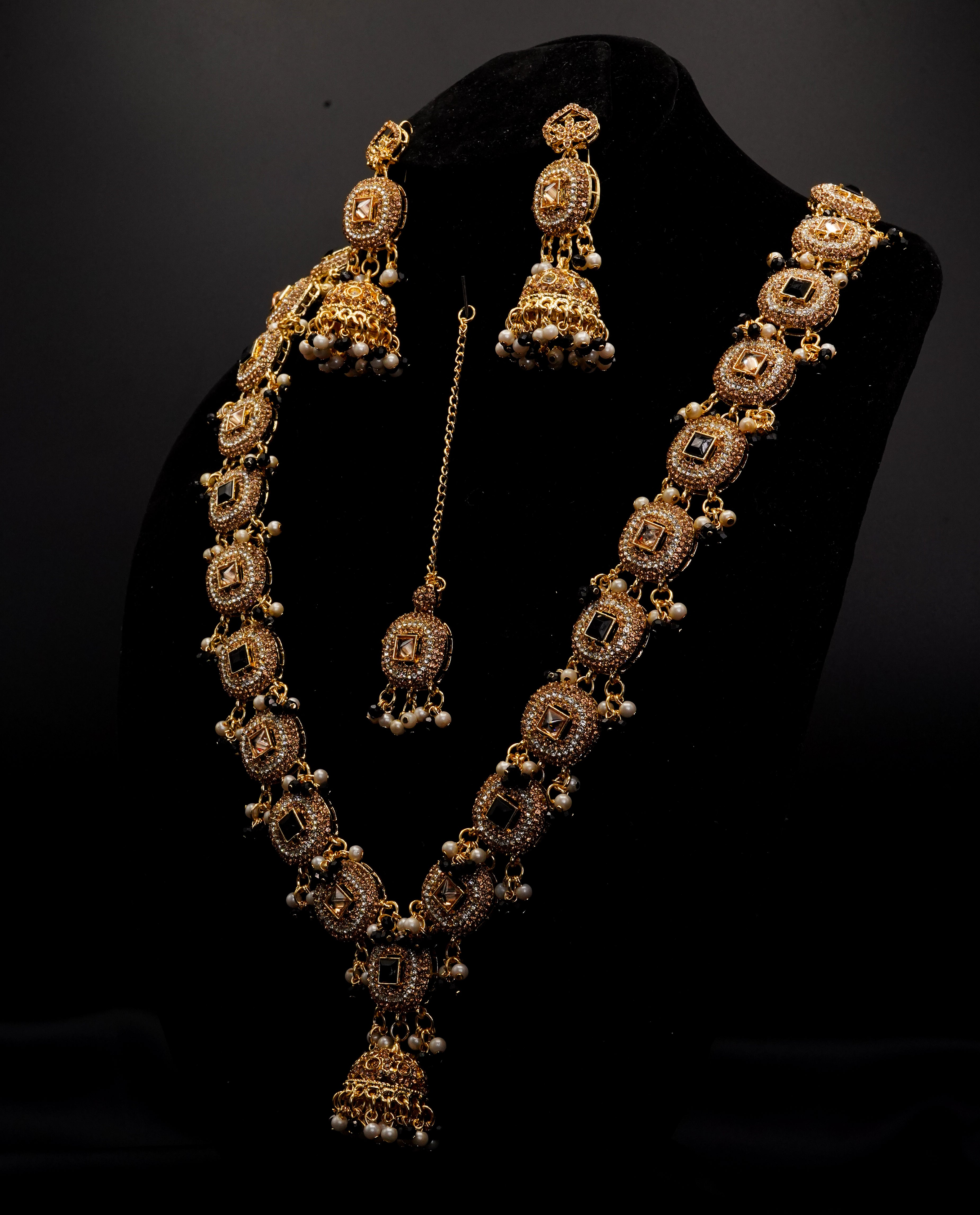 Golden with Multiple Stone Jewellery Set JS-02