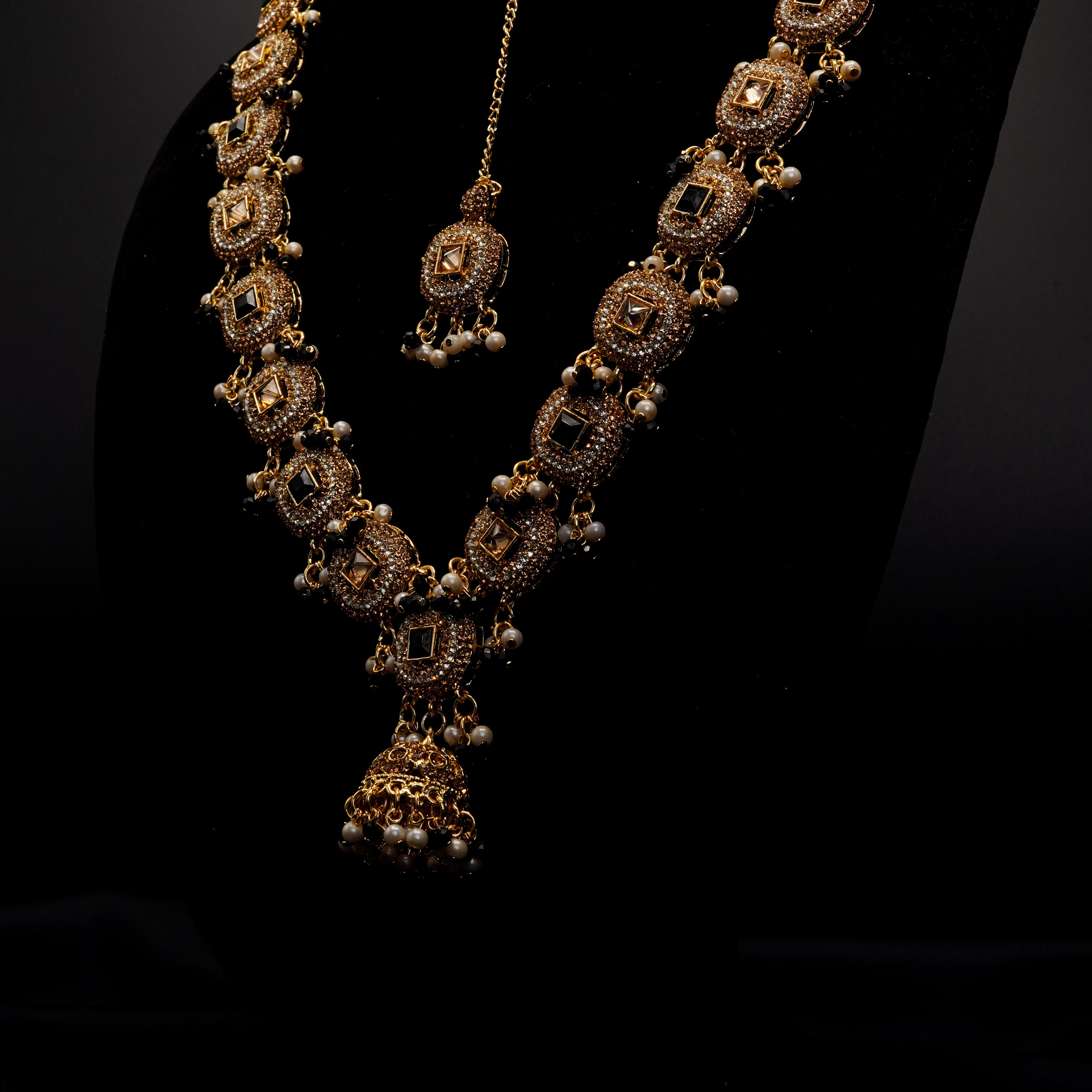 Golden with Multiple Stone Jewellery Set JS-02