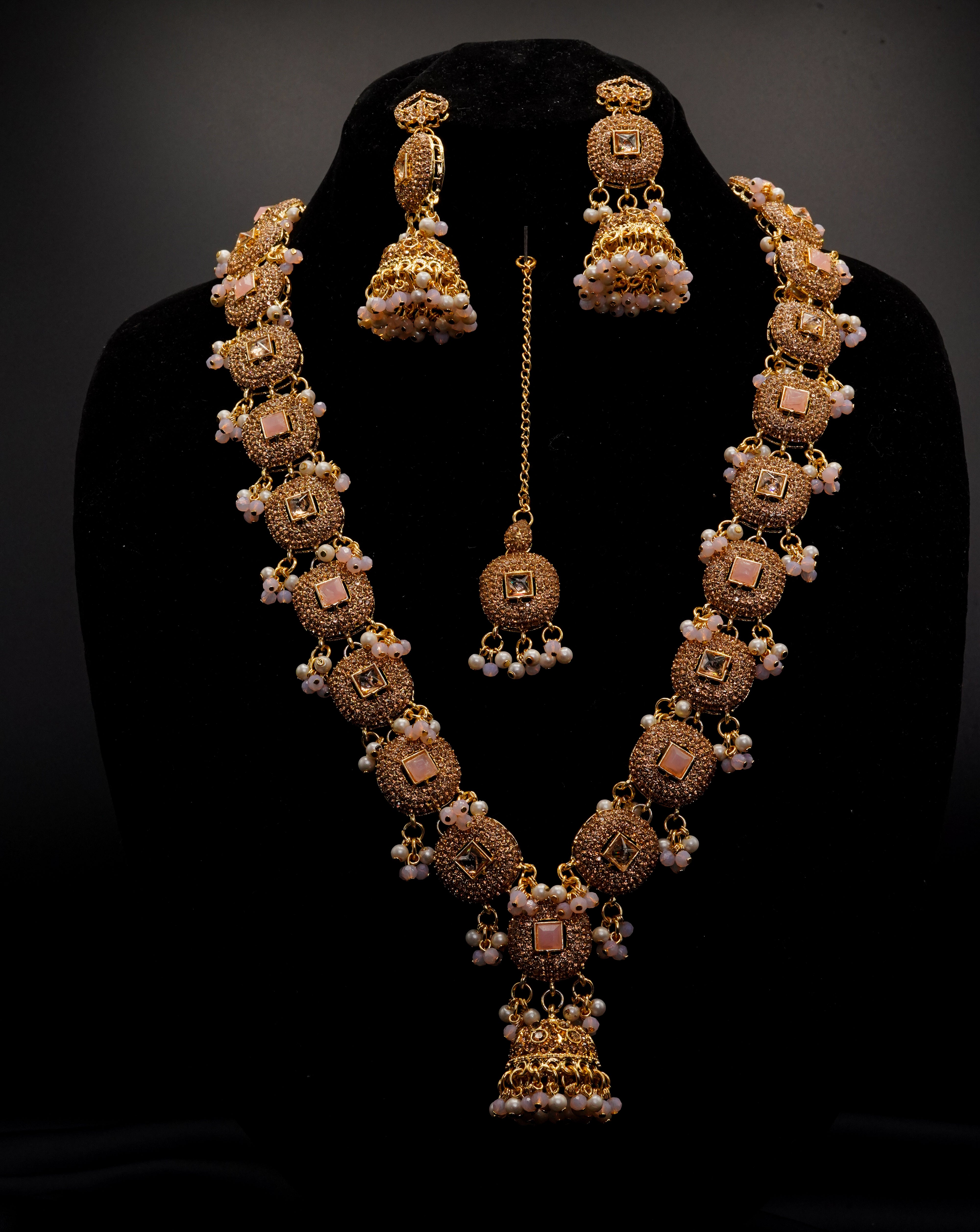 Golden with Multiple Stone Jewellery Set JS-02