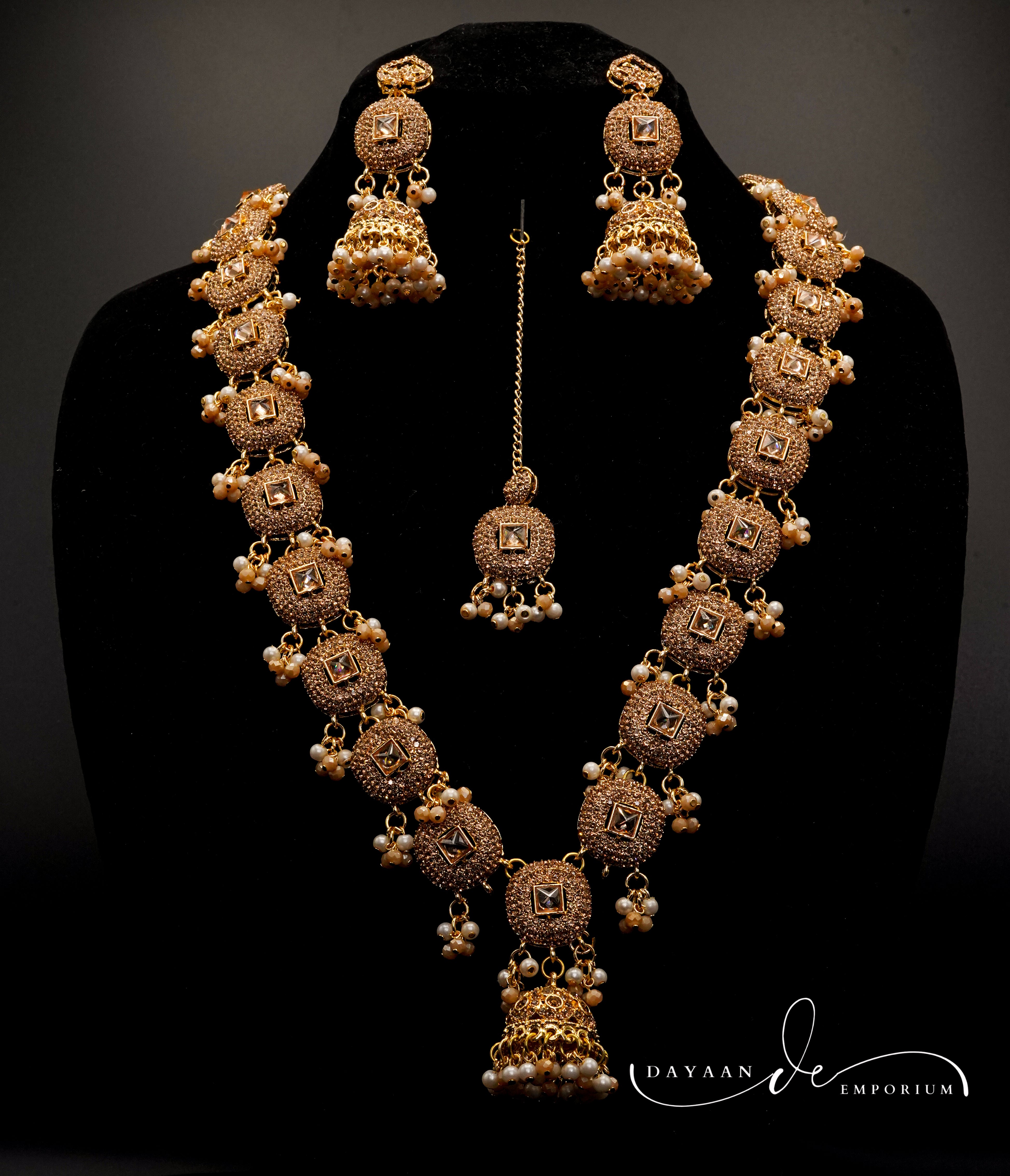 Golden with Multiple Stone Jewellery Set JS-02