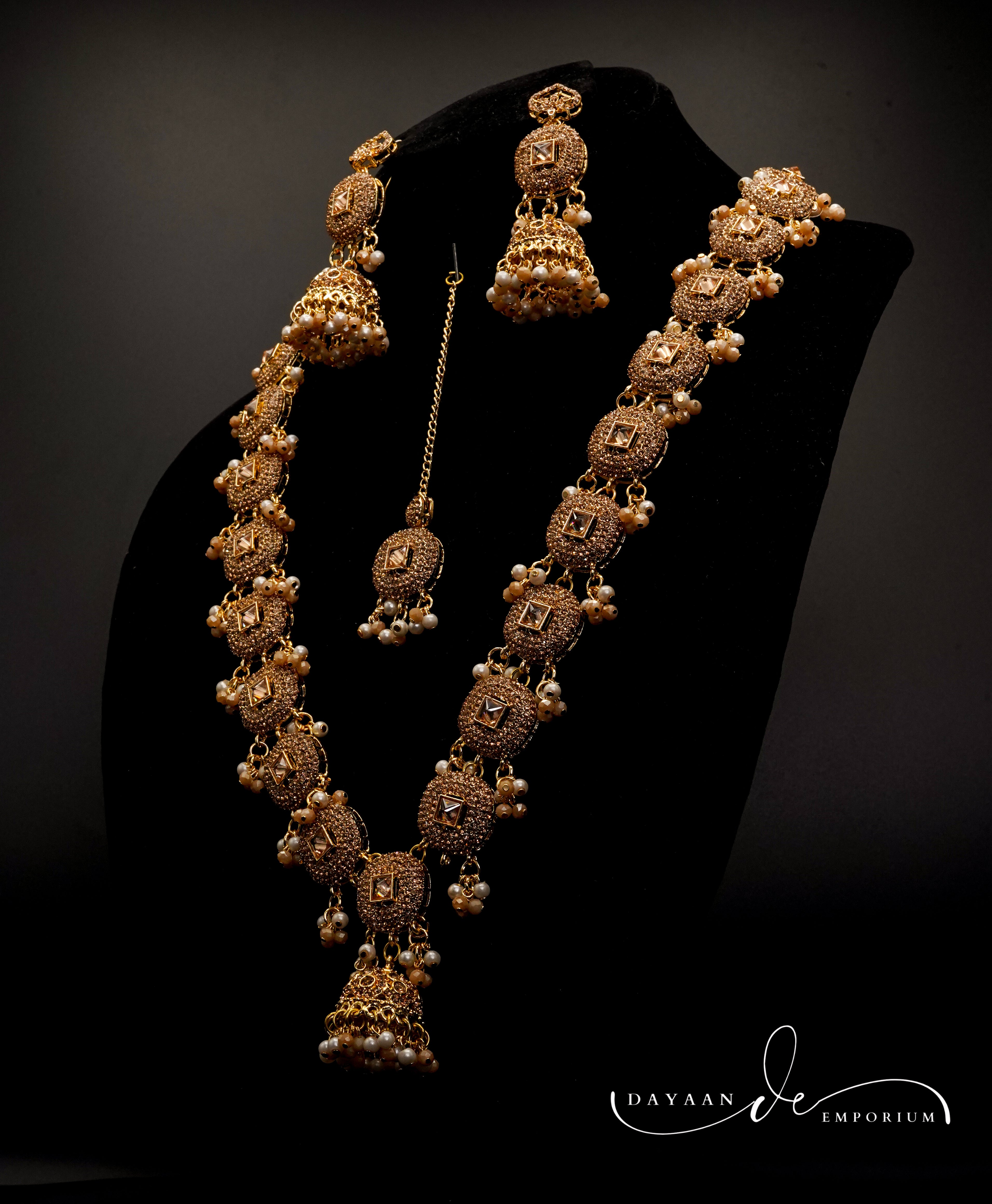 Golden with Multiple Stone Jewellery Set JS-02