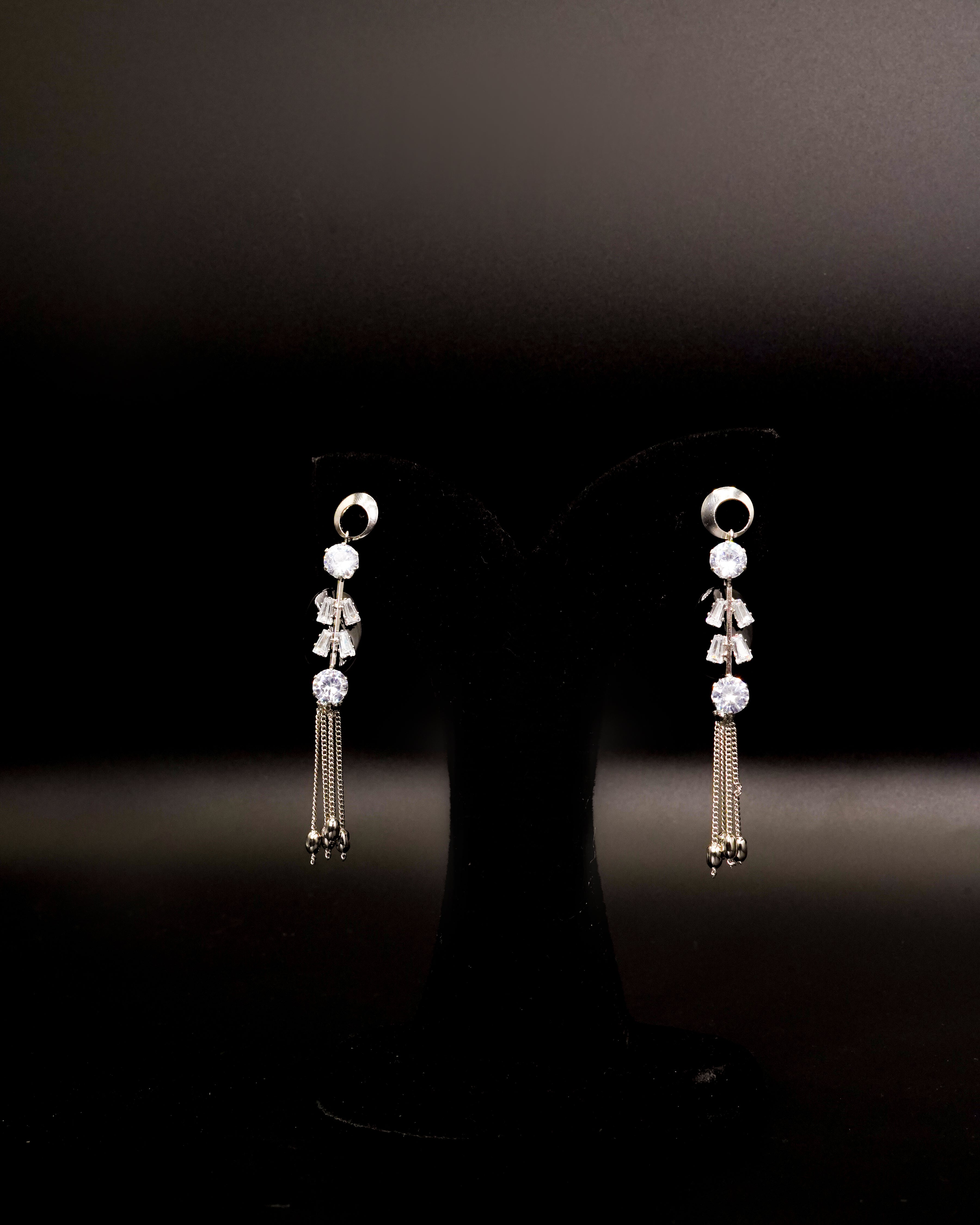 Black Stone Drop Earrings E-14