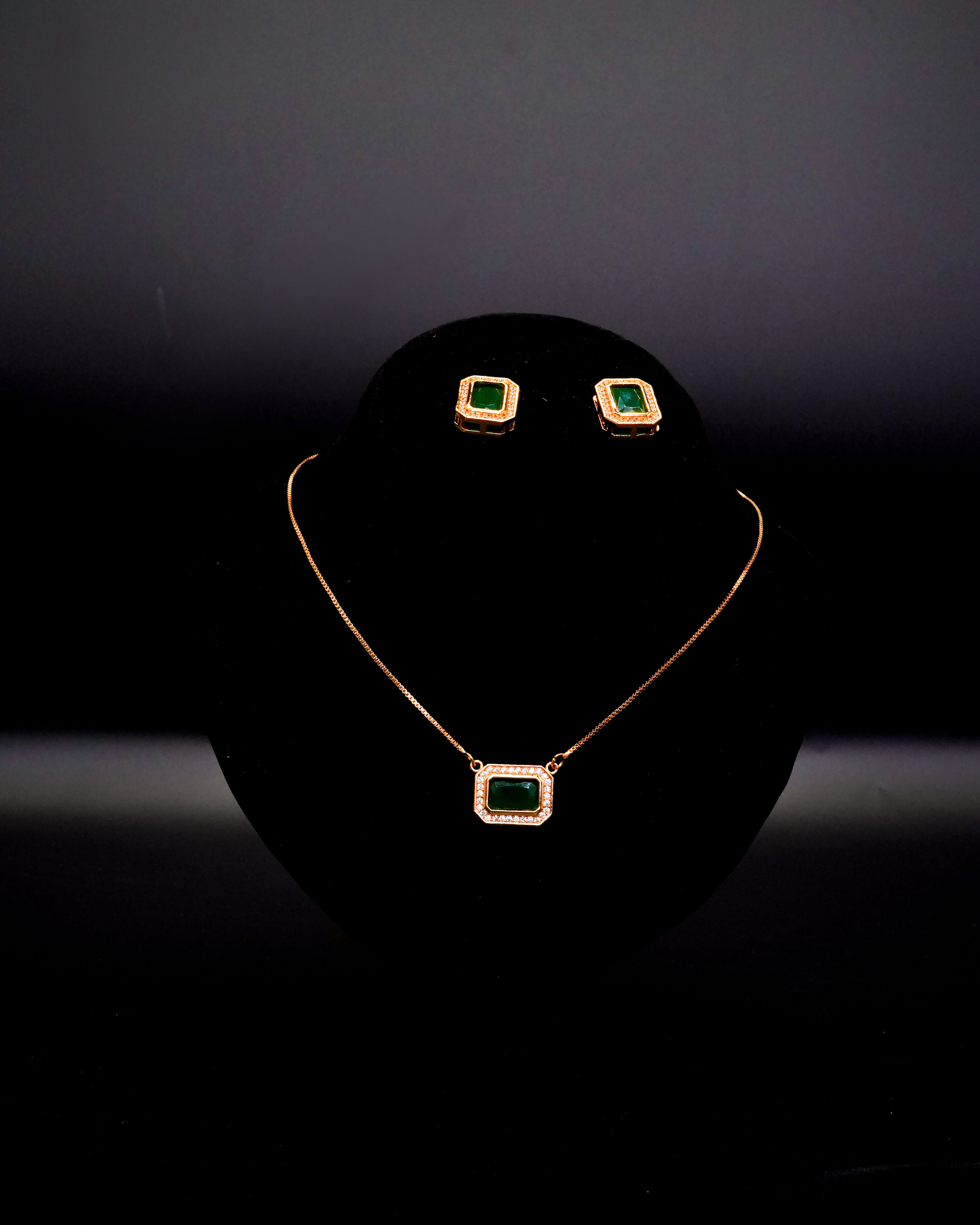 Square Pendant Necklace with Earrings LS-13