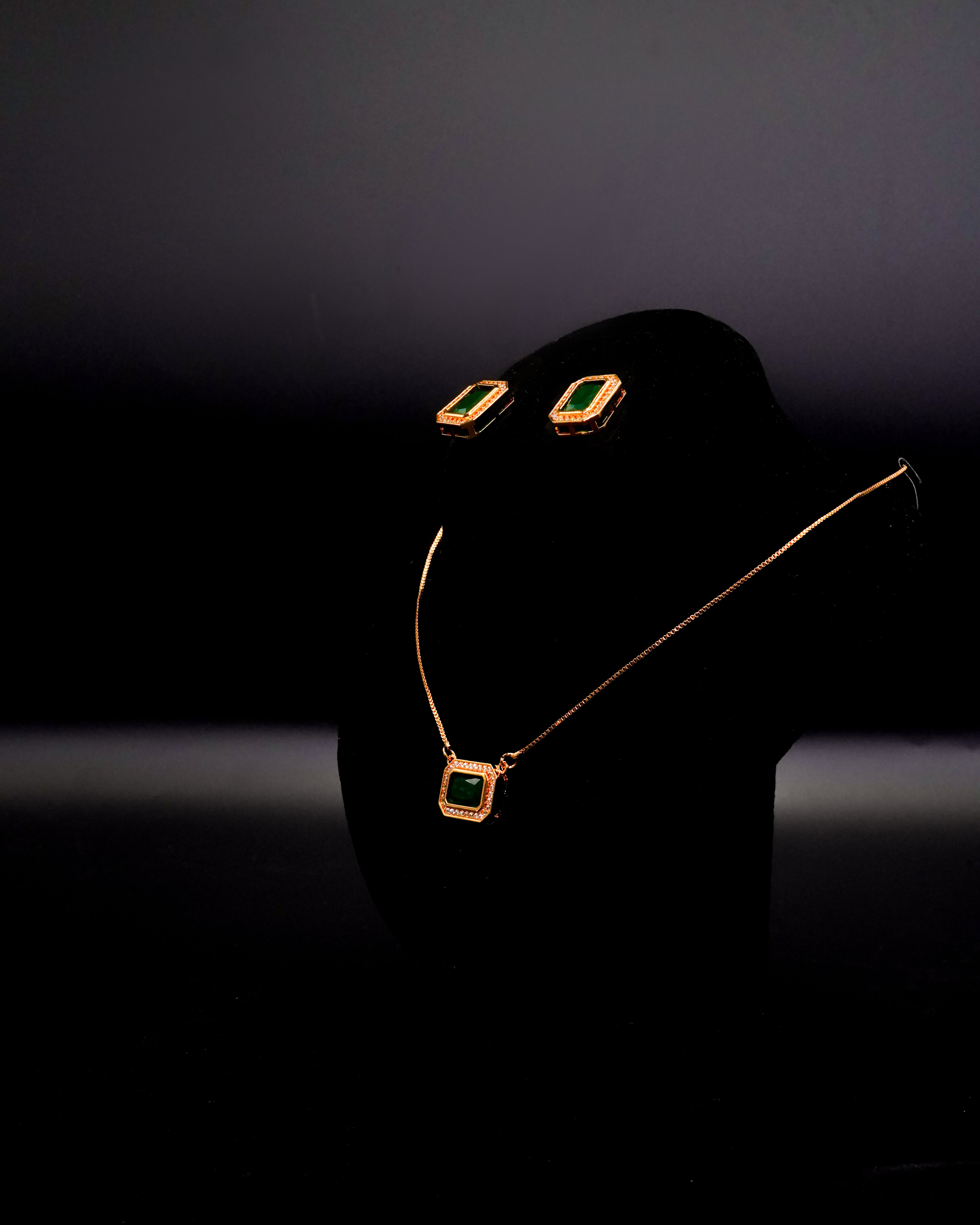 Square Pendant Necklace with Earrings LS-13