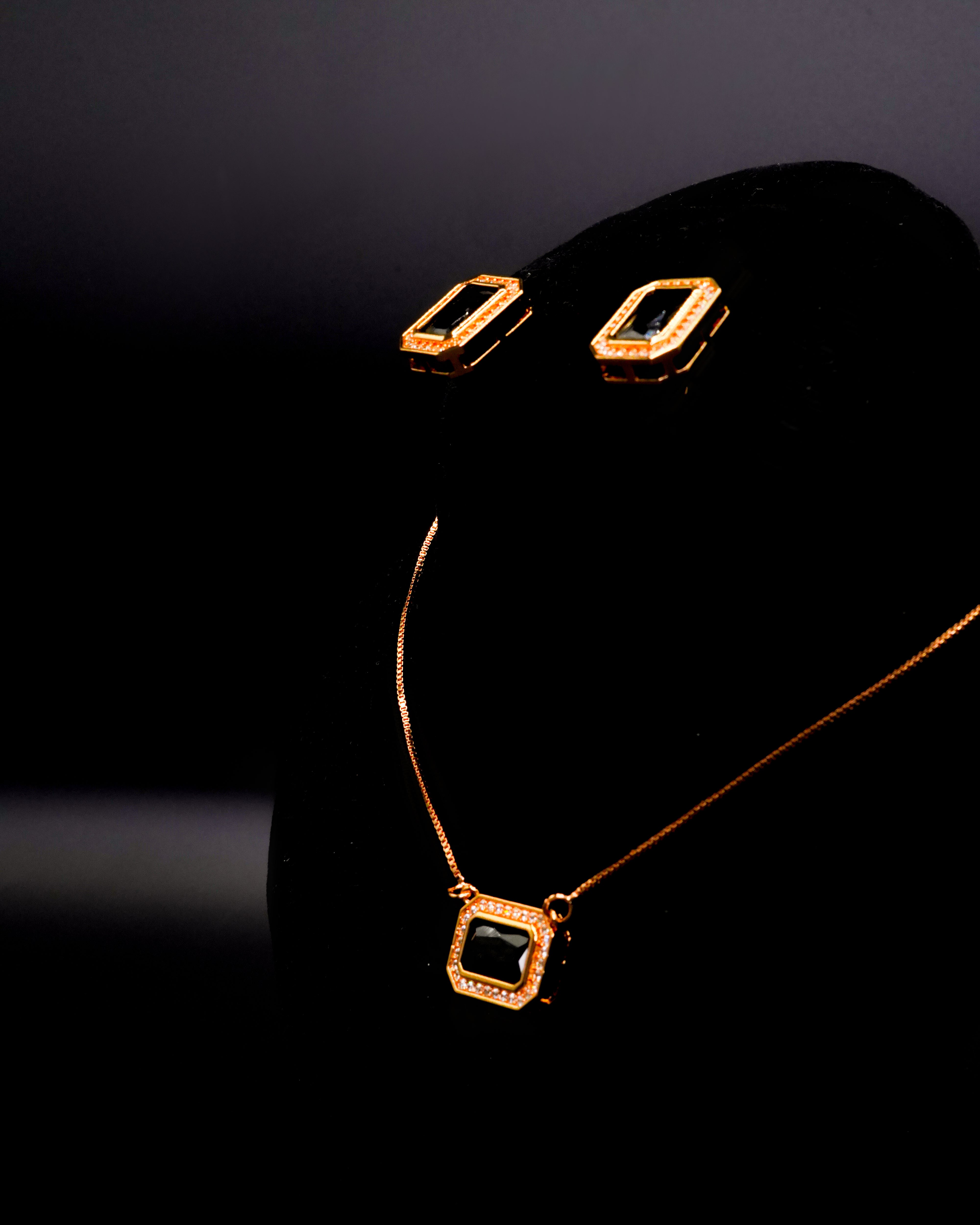 Square Pendant Necklace with Earrings LS-13