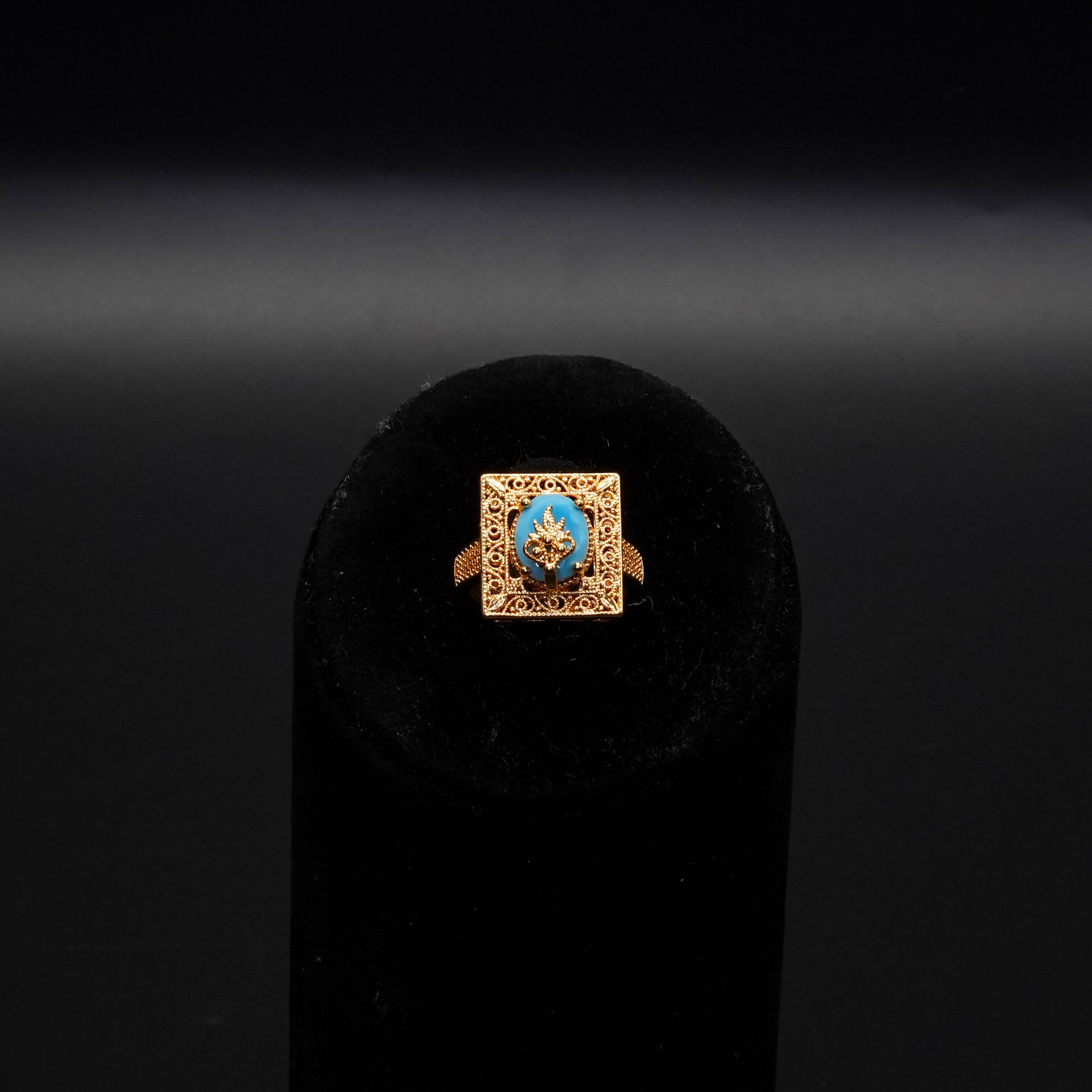 Golden Stone Pendant with Earrings and Ring Set LS-18