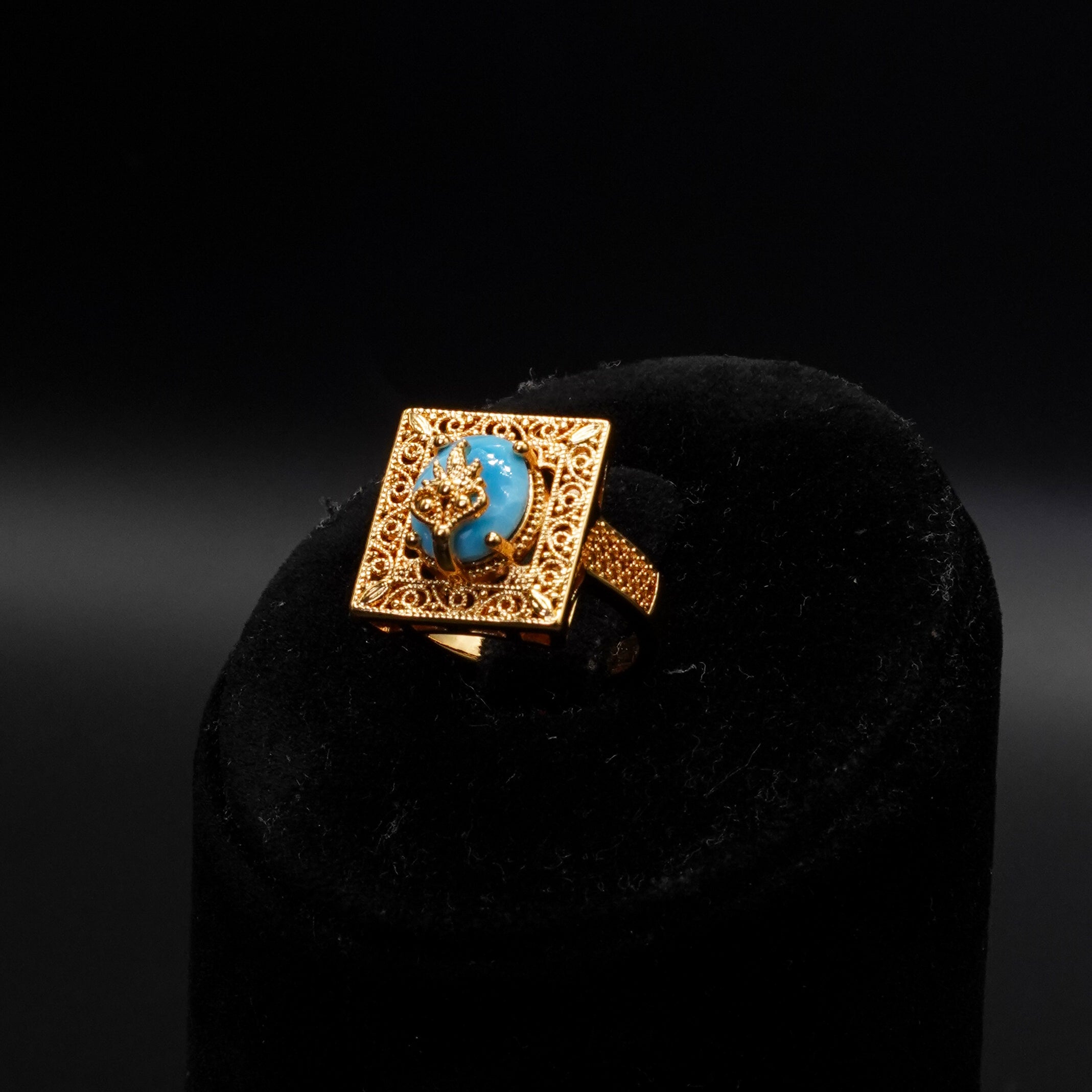 Golden Stone Pendant with Earrings and Ring Set LS-18