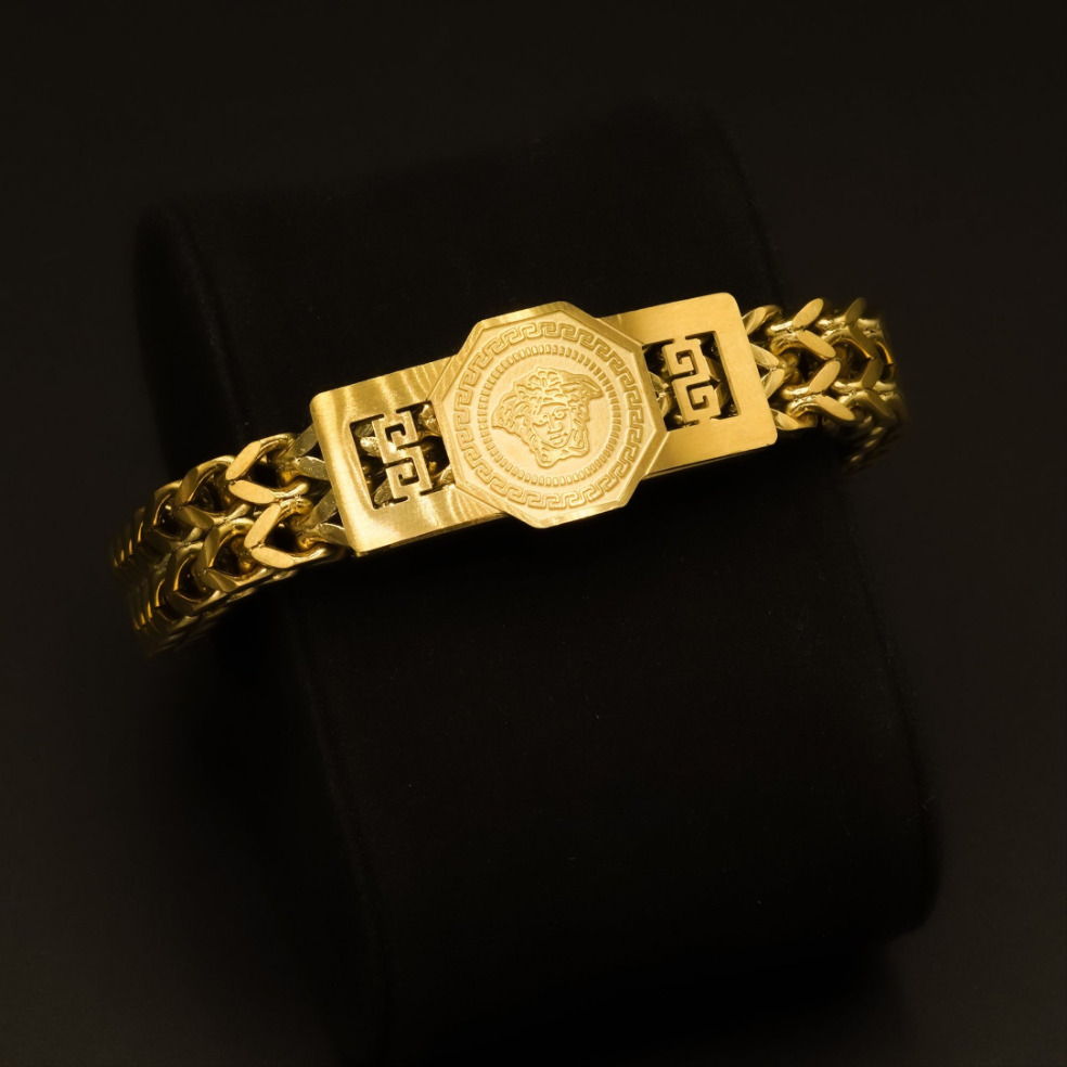 Versace Golden Stainless Steel Bracelet for Boys and Men Lifetime Colour Guarantee B-2