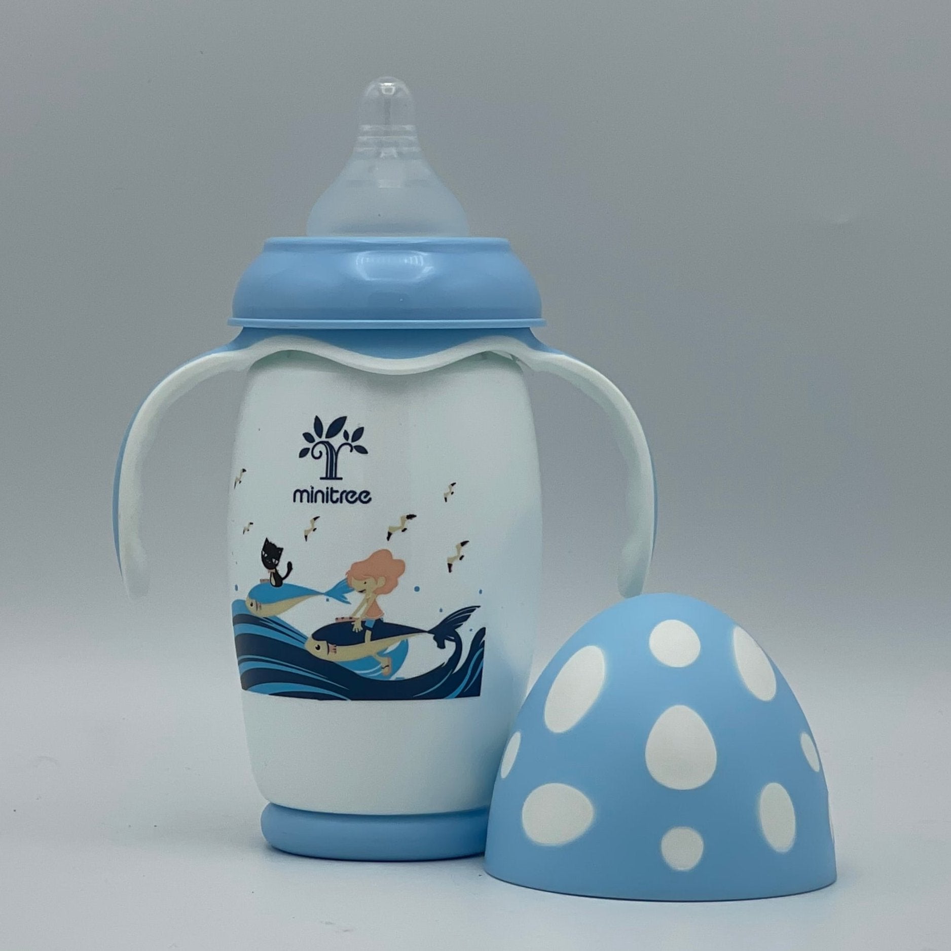 Minitree Wide Neck Feeding Bottle With Handle 330 ml 6 Month + BF-6