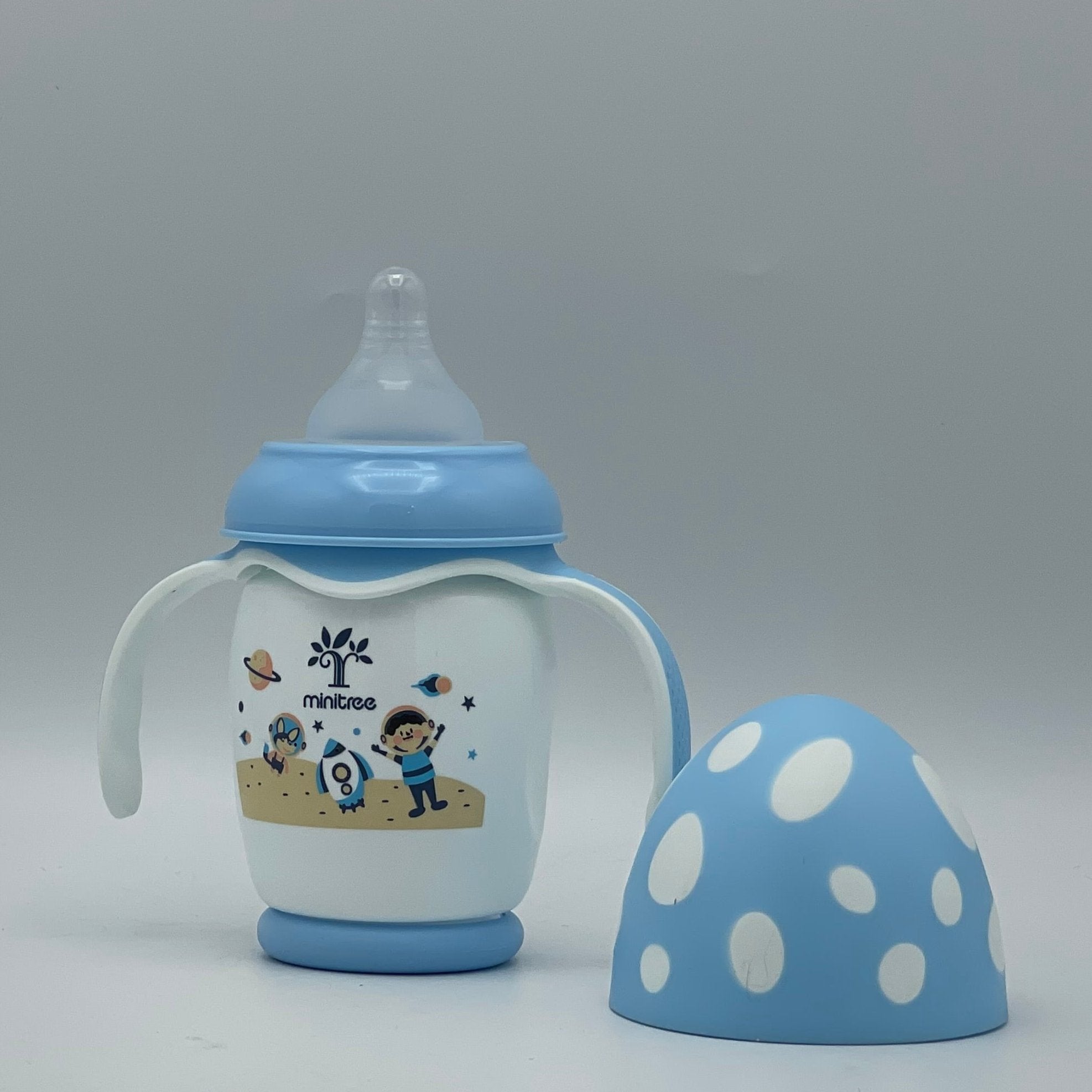 Minitree Wide Neck Feeding Bottle With Handle 210 ml 6 Month + BF-7