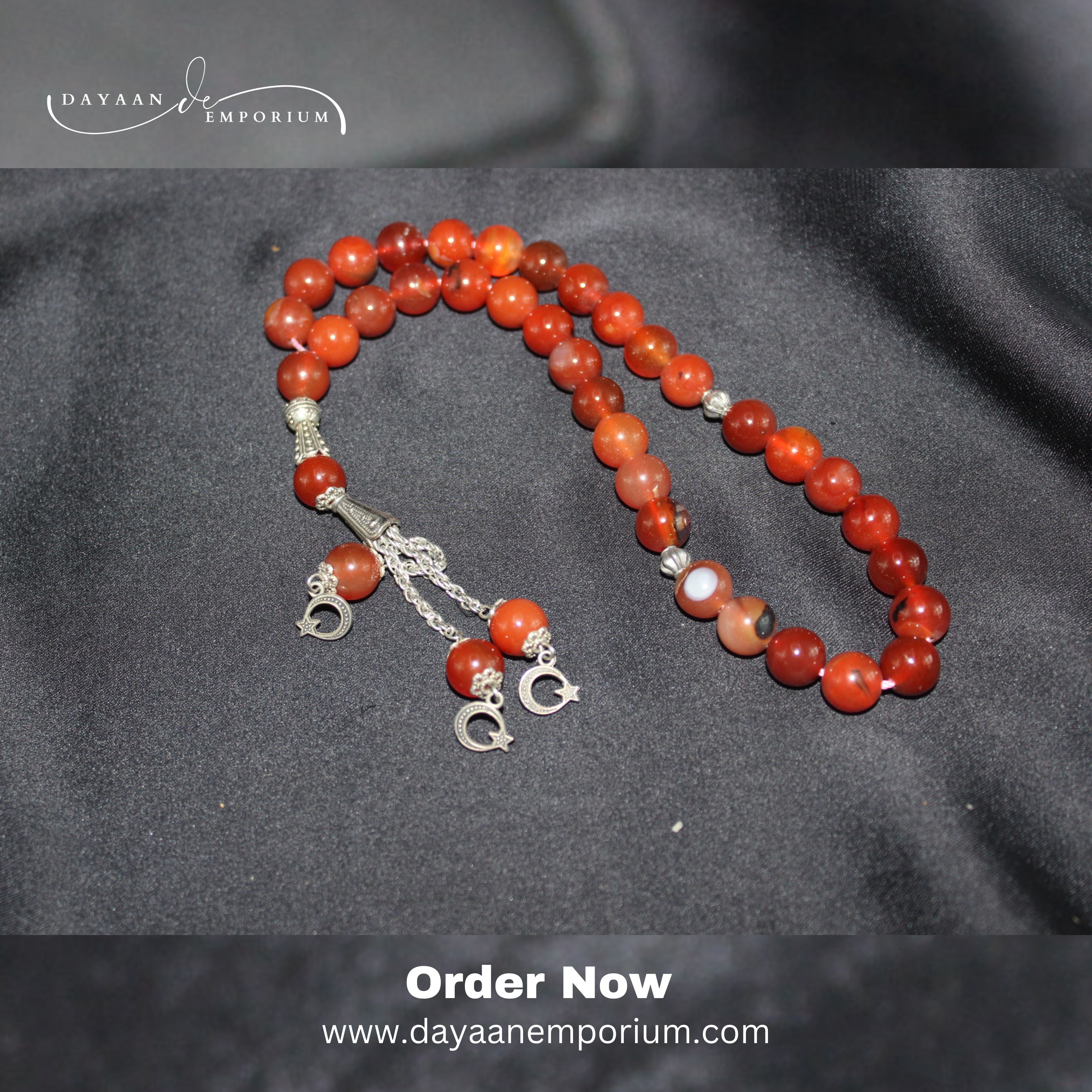 Red Aqeeq Stone Tasbih 33 Beads