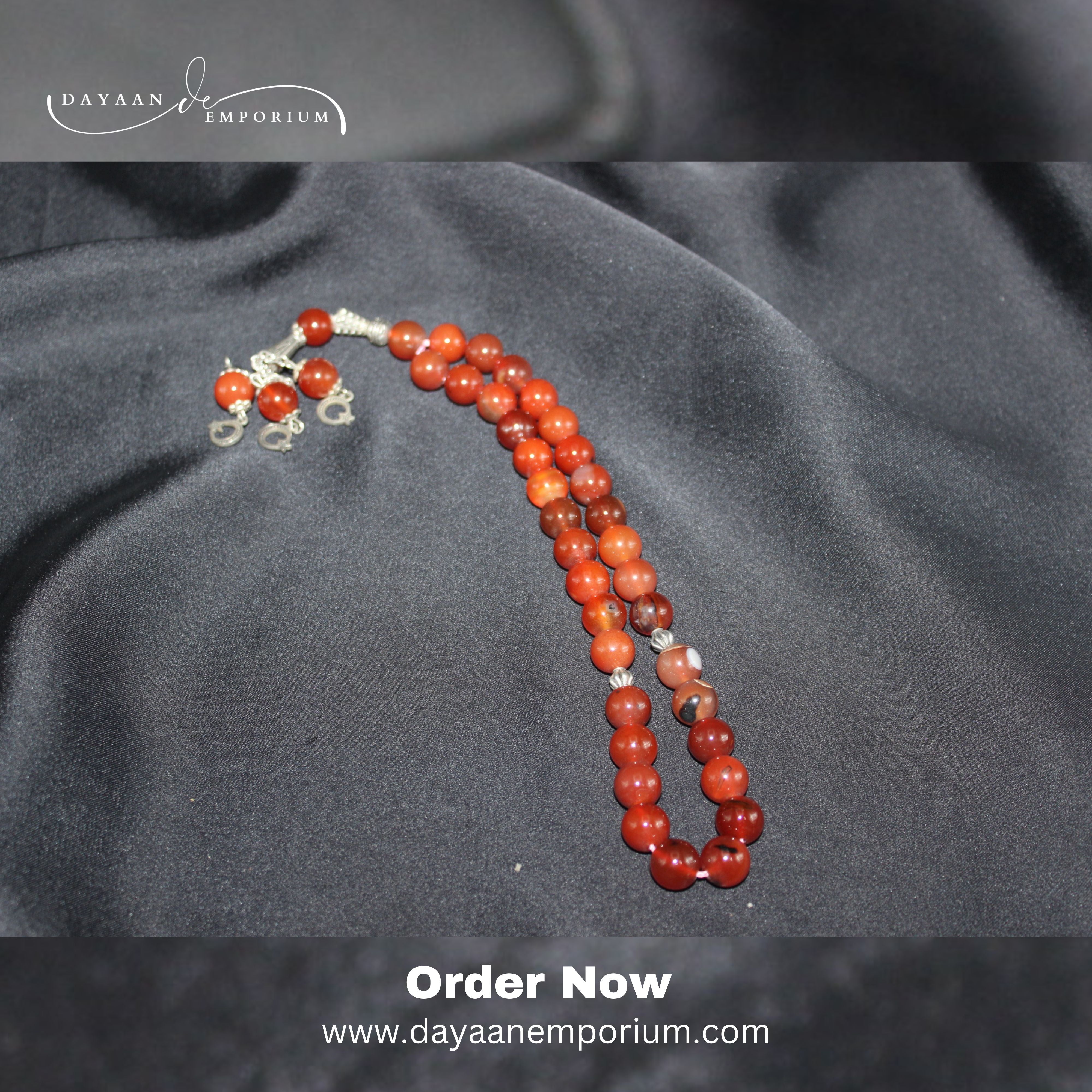 Red Aqeeq Stone Tasbih 33 Beads