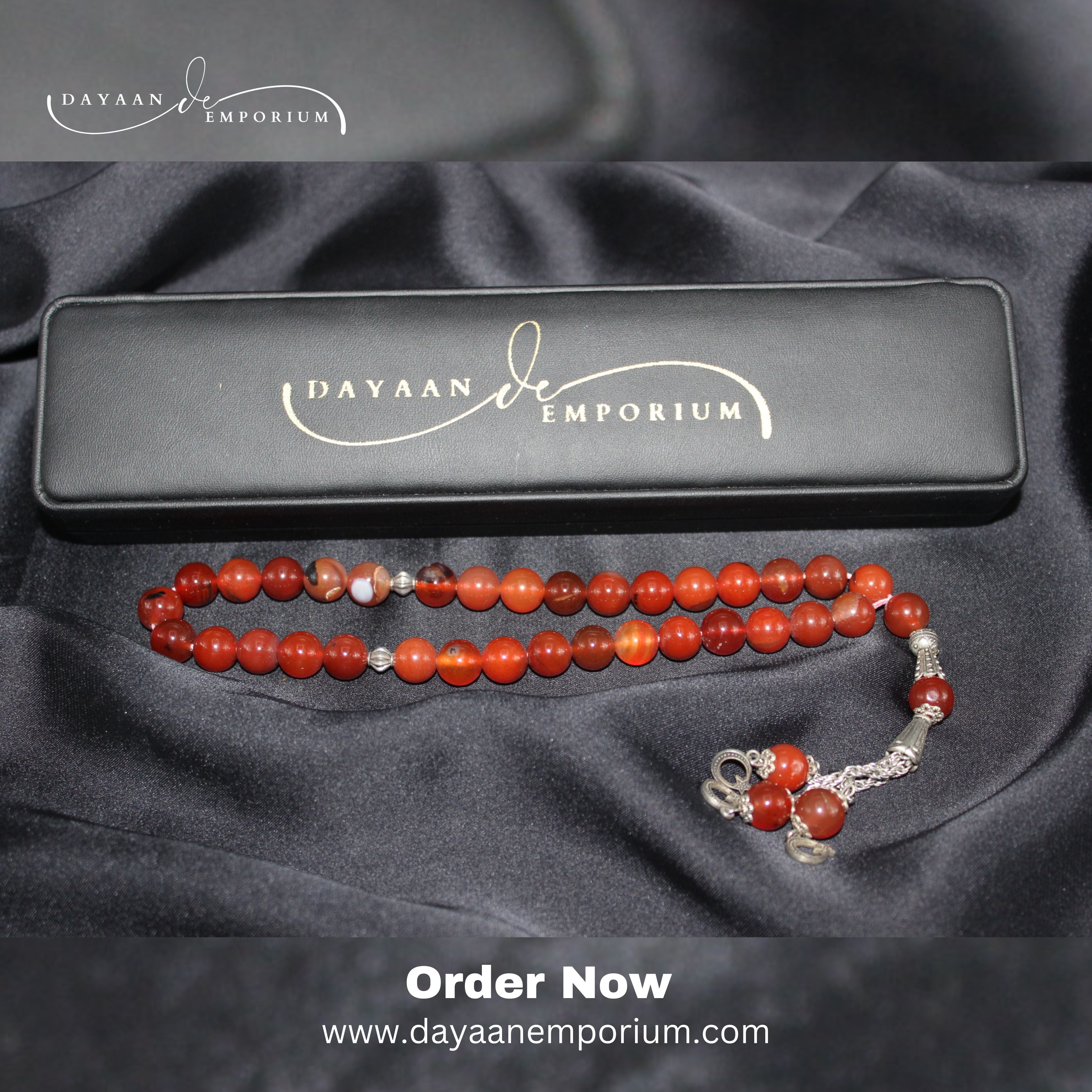 Red Aqeeq Stone Tasbih 33 Beads