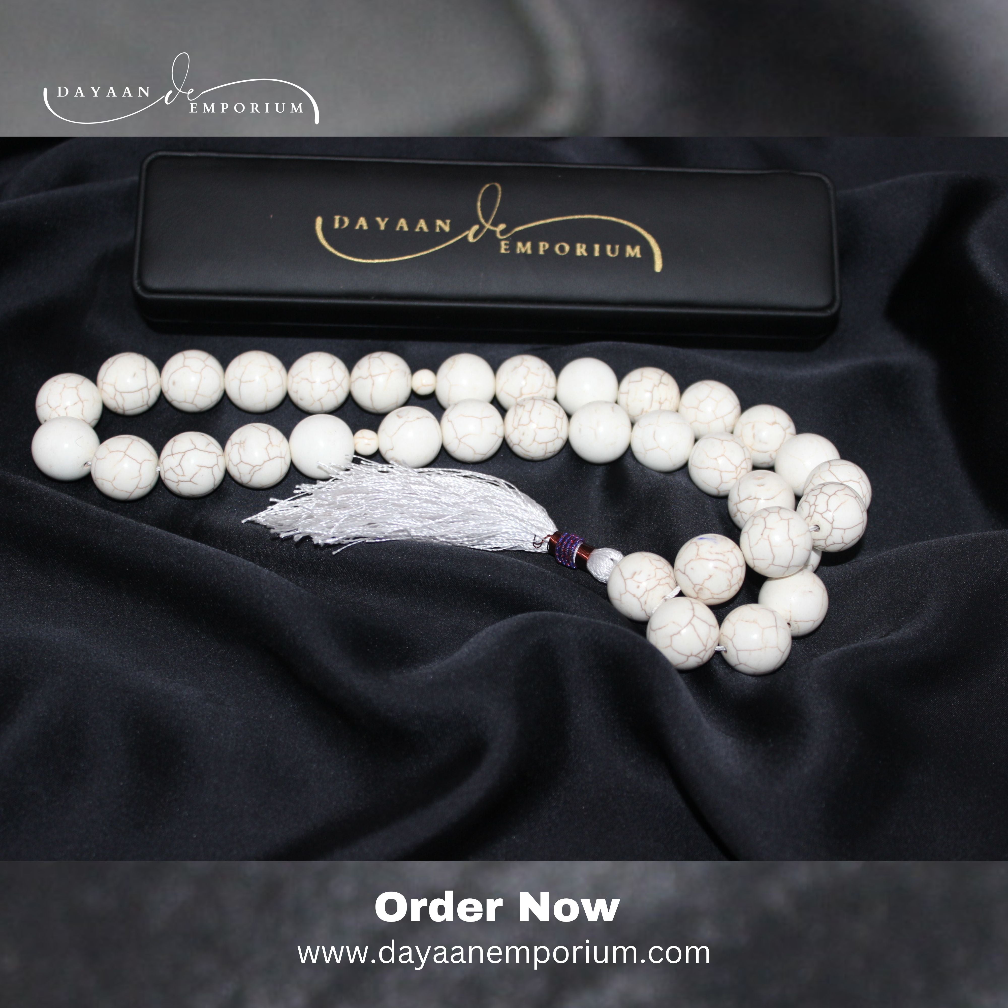 White Firoza Stone Tasbih 33 Beads 20 mm