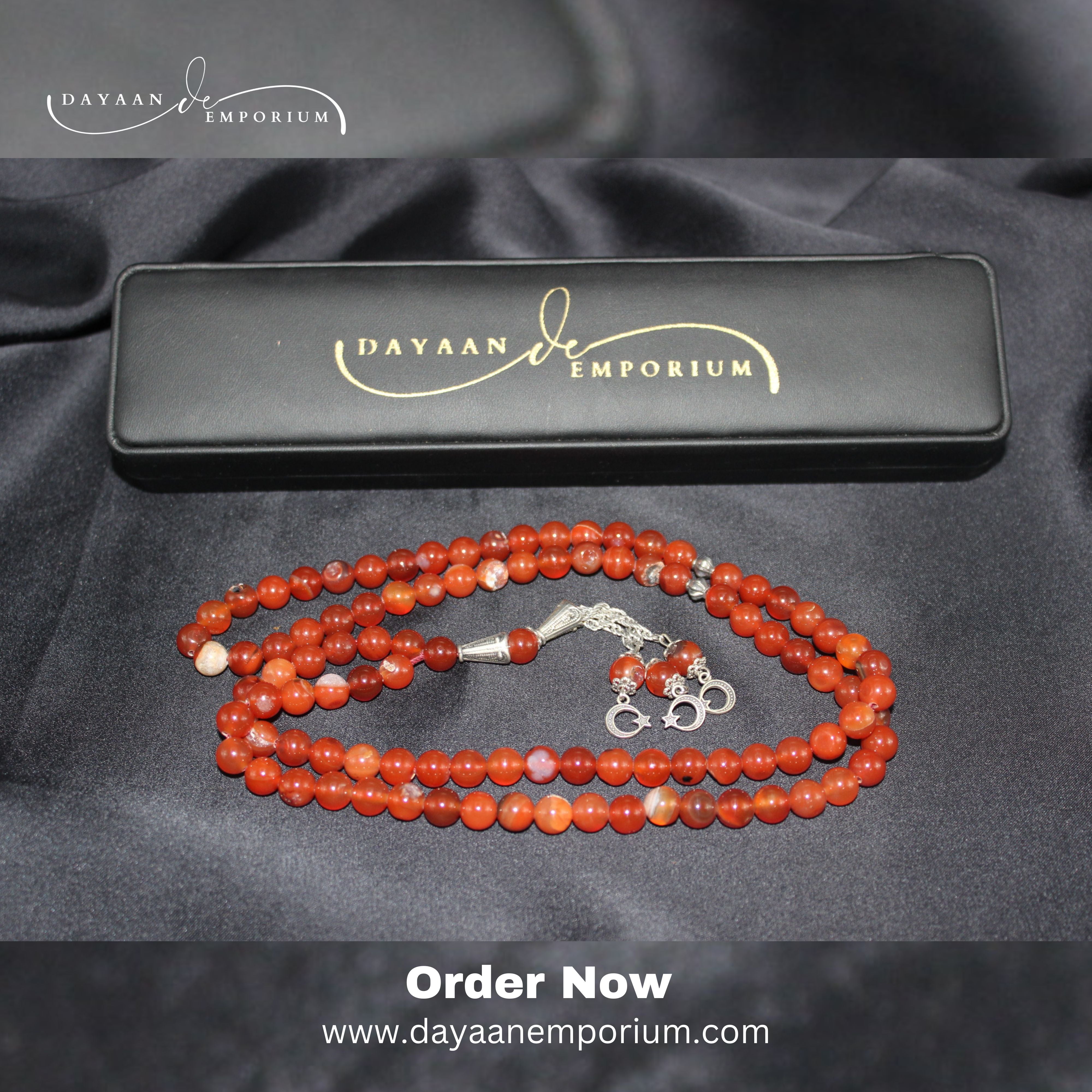 Red Aqeeq Stone Tasbih 100 Beads