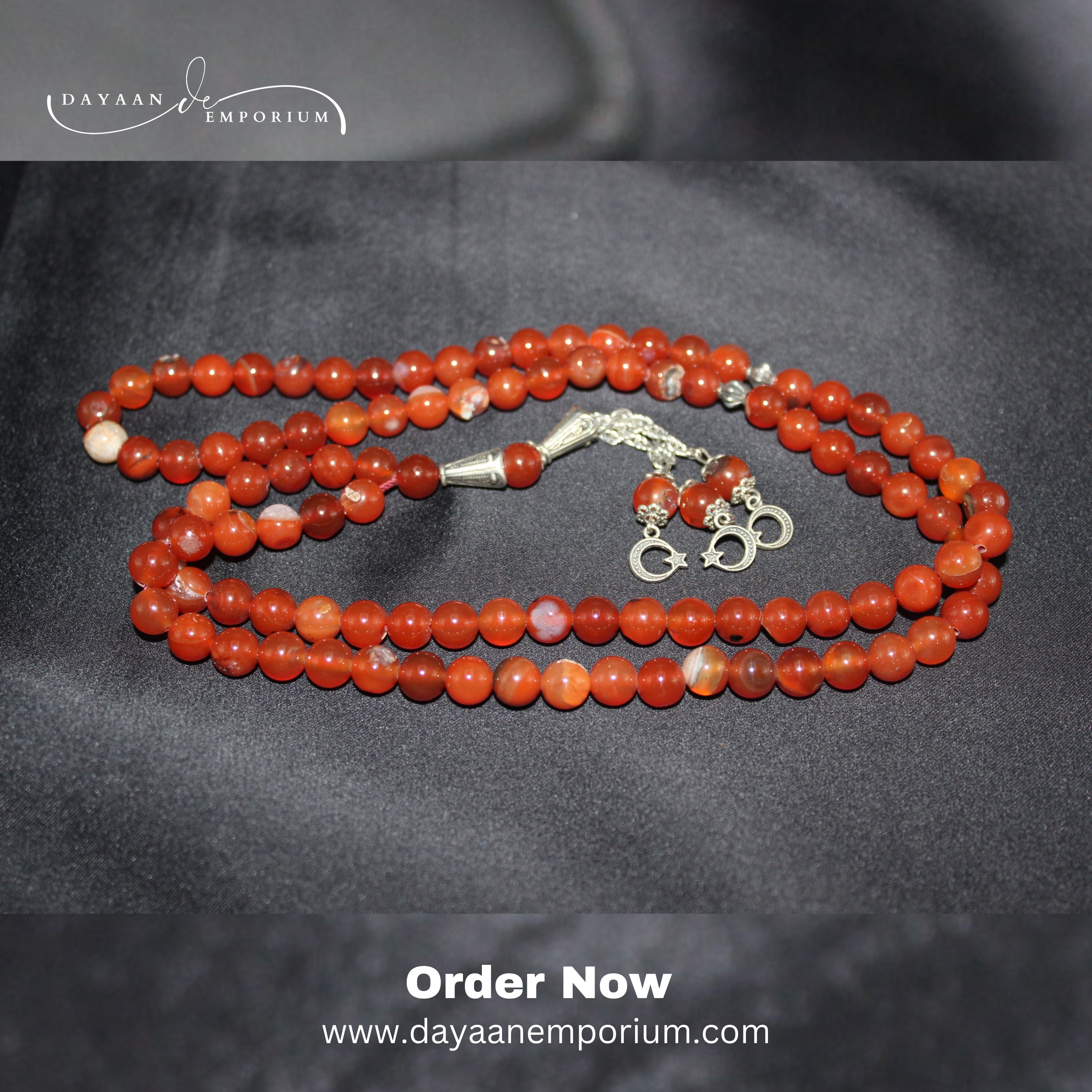 Red Aqeeq Stone Tasbih 100 Beads