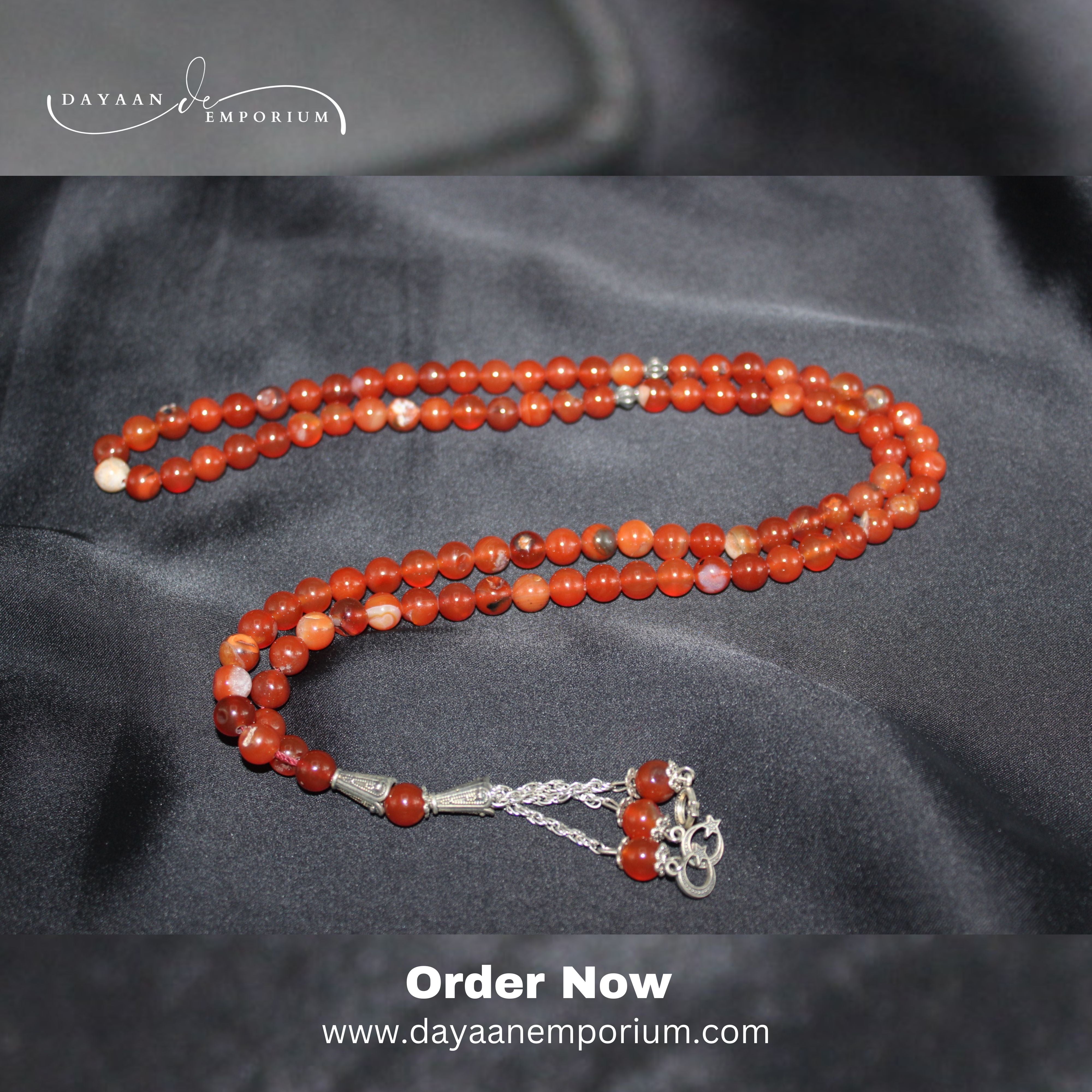 Red Aqeeq Stone Tasbih 100 Beads