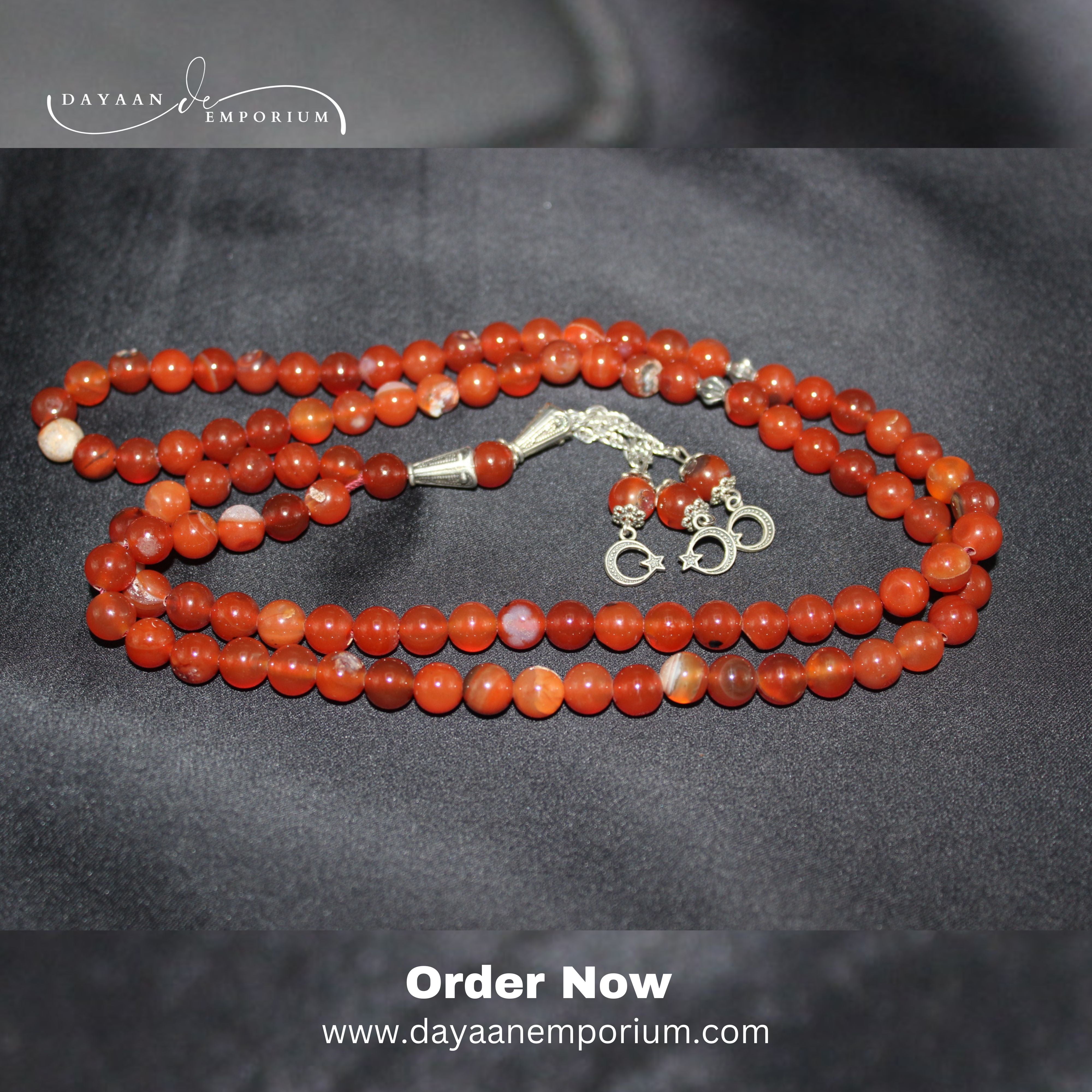 Red Aqeeq Stone Tasbih 100 Beads