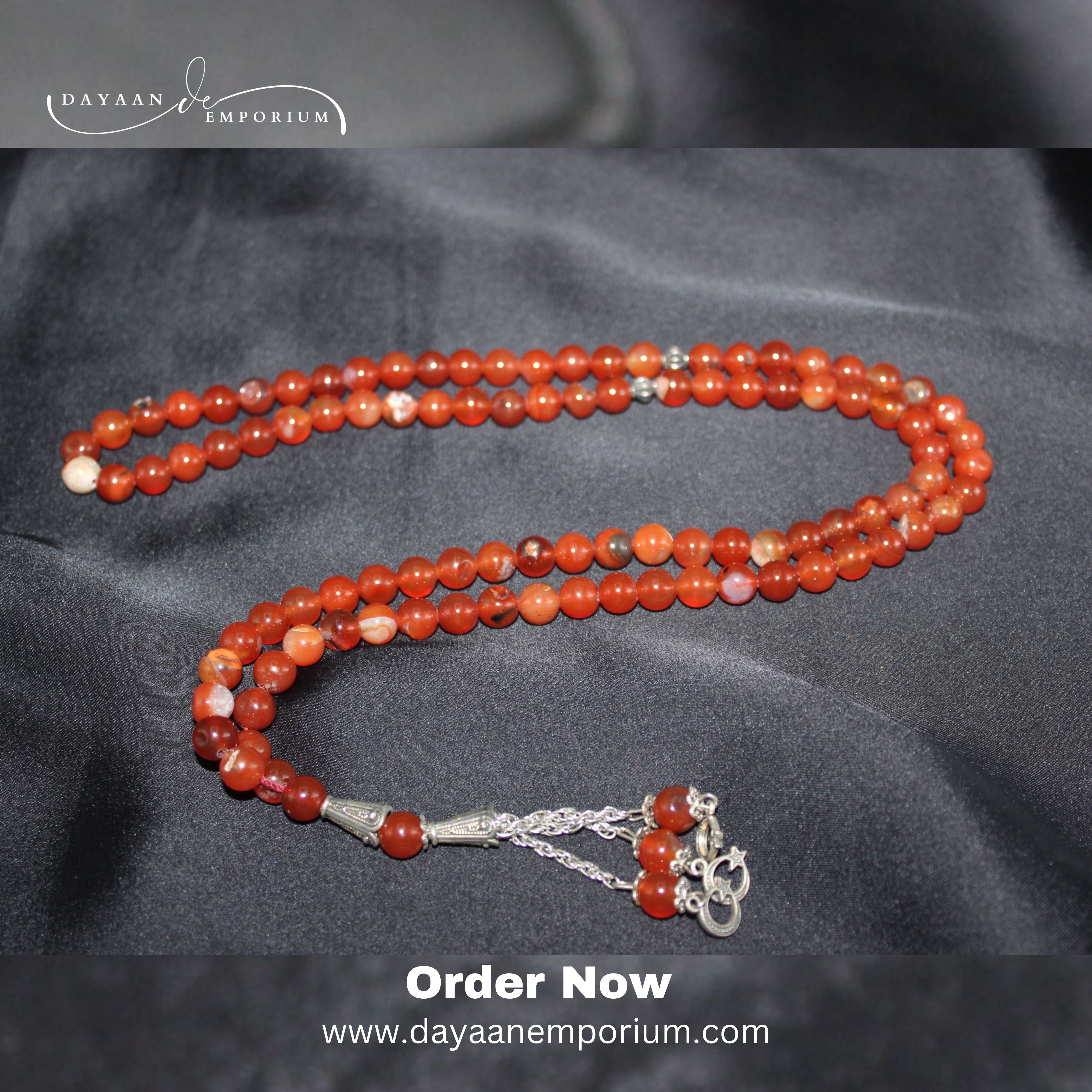Red Aqeeq Stone Tasbih 100 Beads