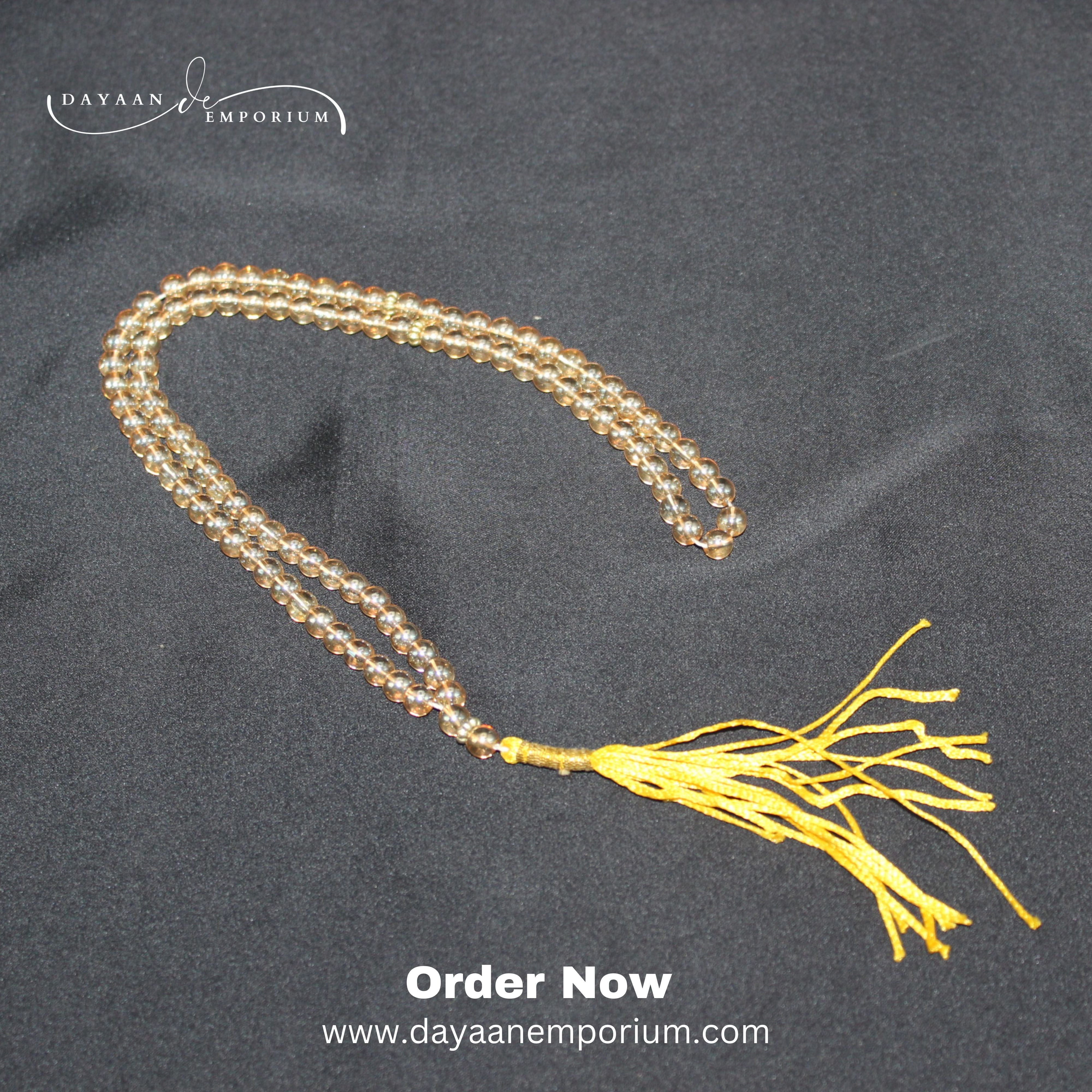 Crystals Fancy Pearl Tasbih 100 Beads Golden Colour 12pc