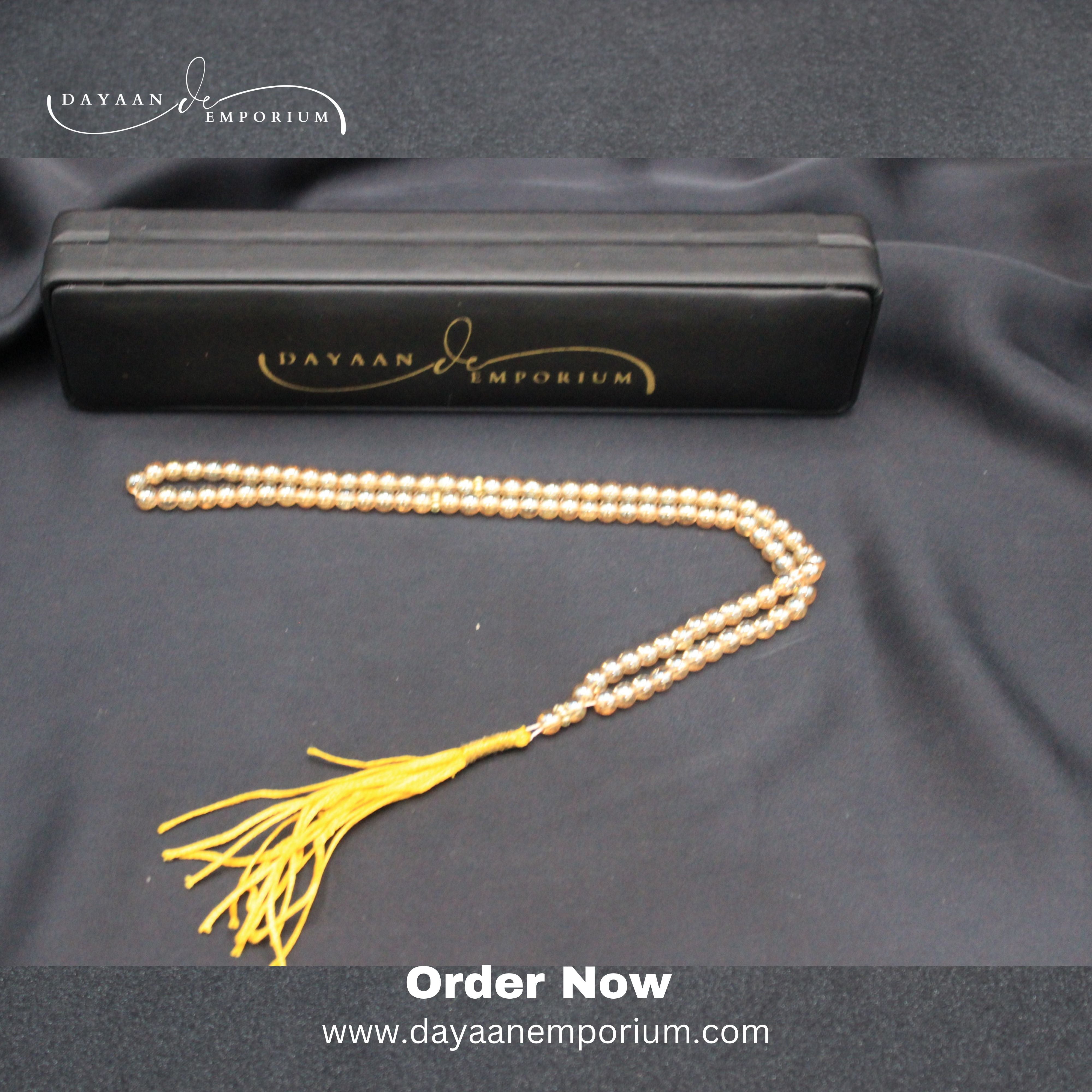 Crystals Fancy Pearl Tasbih 100 Beads Golden Colour 12pc
