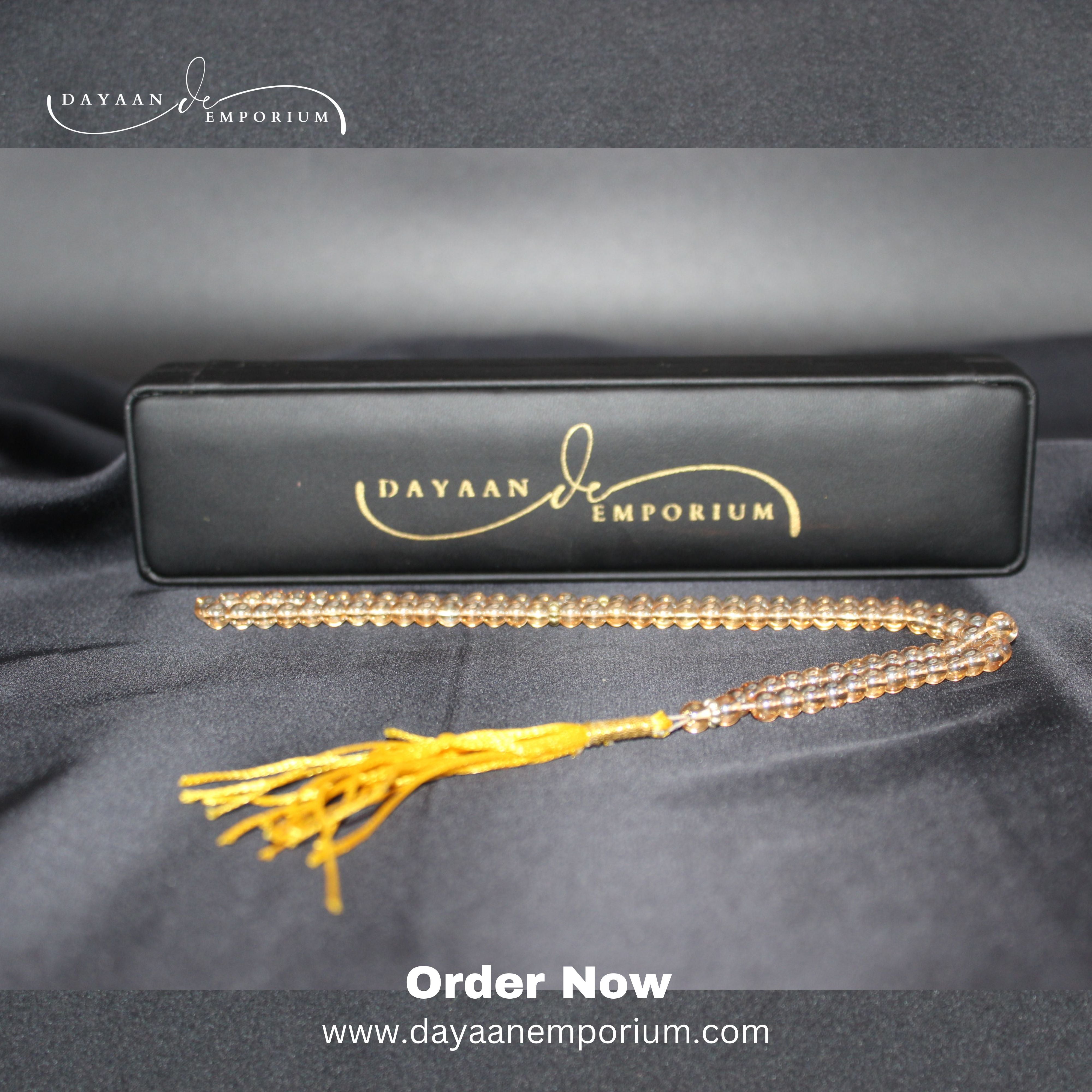 Crystals Fancy Pearl Tasbih 100 Beads Golden Colour 12pc
