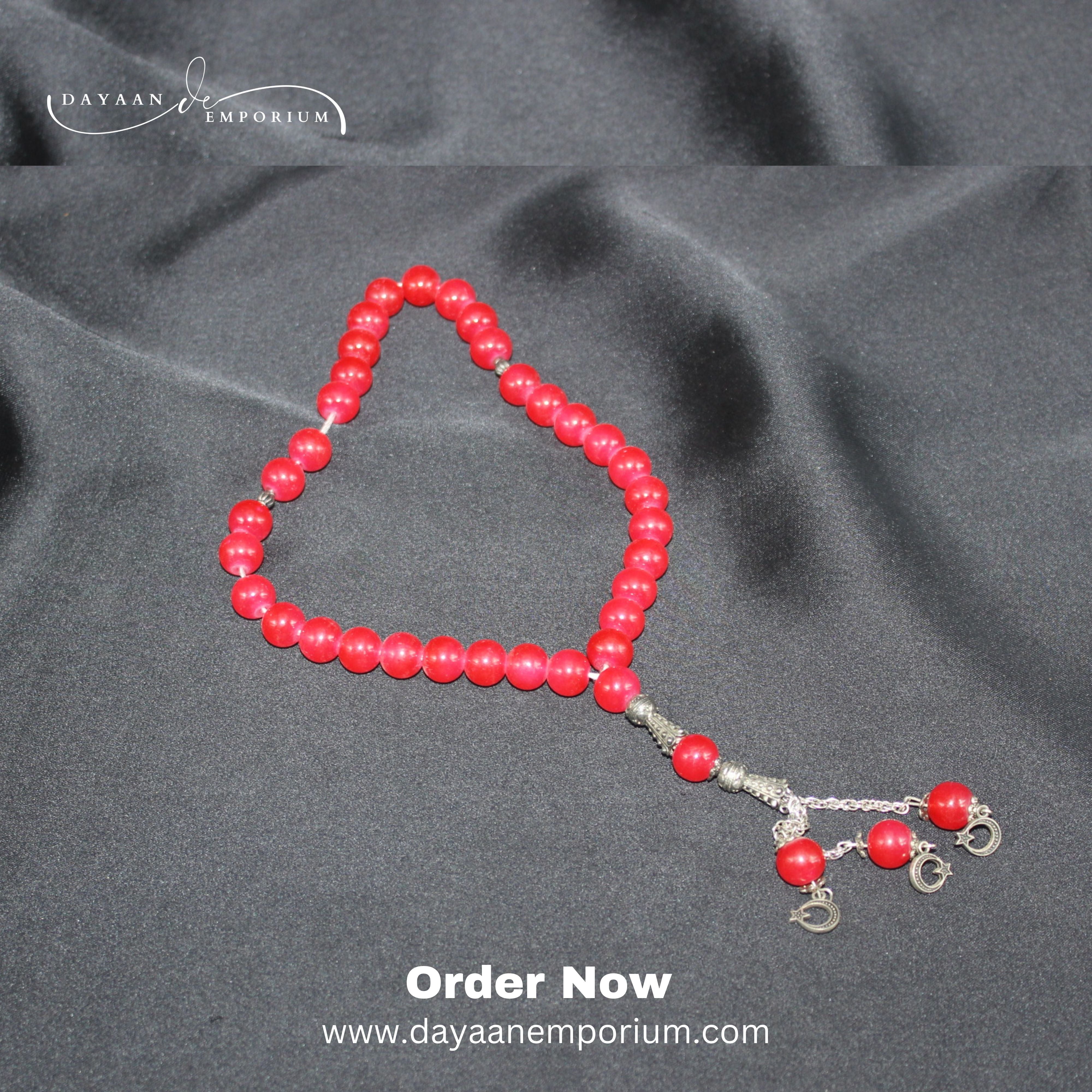 Red Crystal Tasbeeh 33 Beads