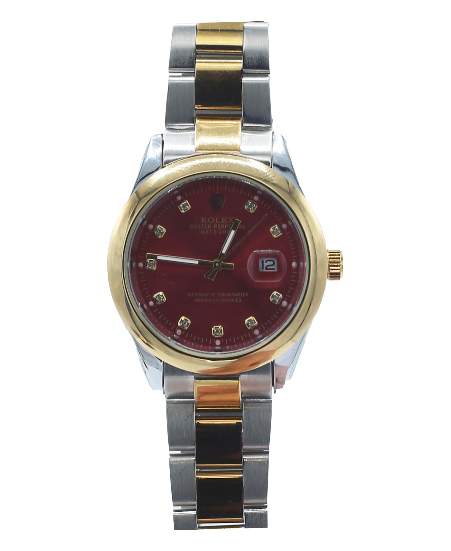 Rolex Oyster Perpetual Date Just Stainless Steel Two tone Red Dail