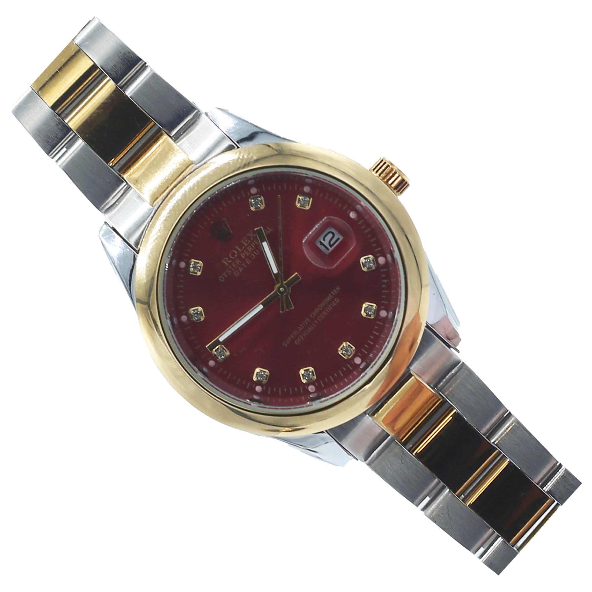 Rolex Oyster Perpetual Date Just Stainless Steel Two tone Red Dail