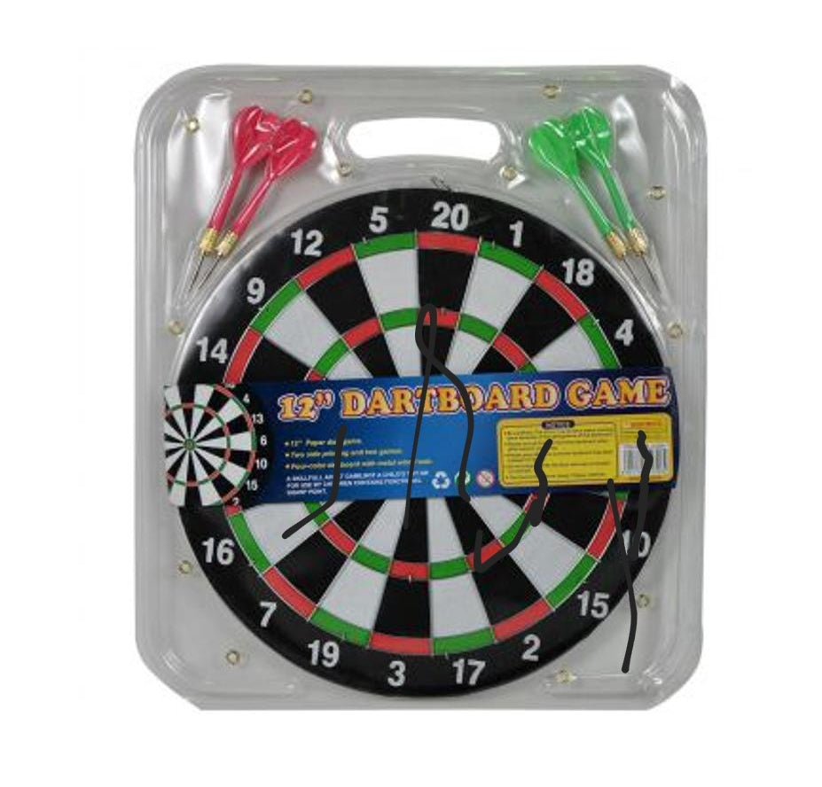 Dart Board With 6 Darts And Double Sided Score Game Set (17 inch)