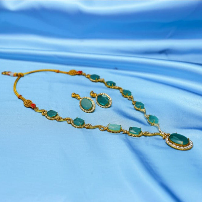 Stone Pendant with Earrings Set LS-15