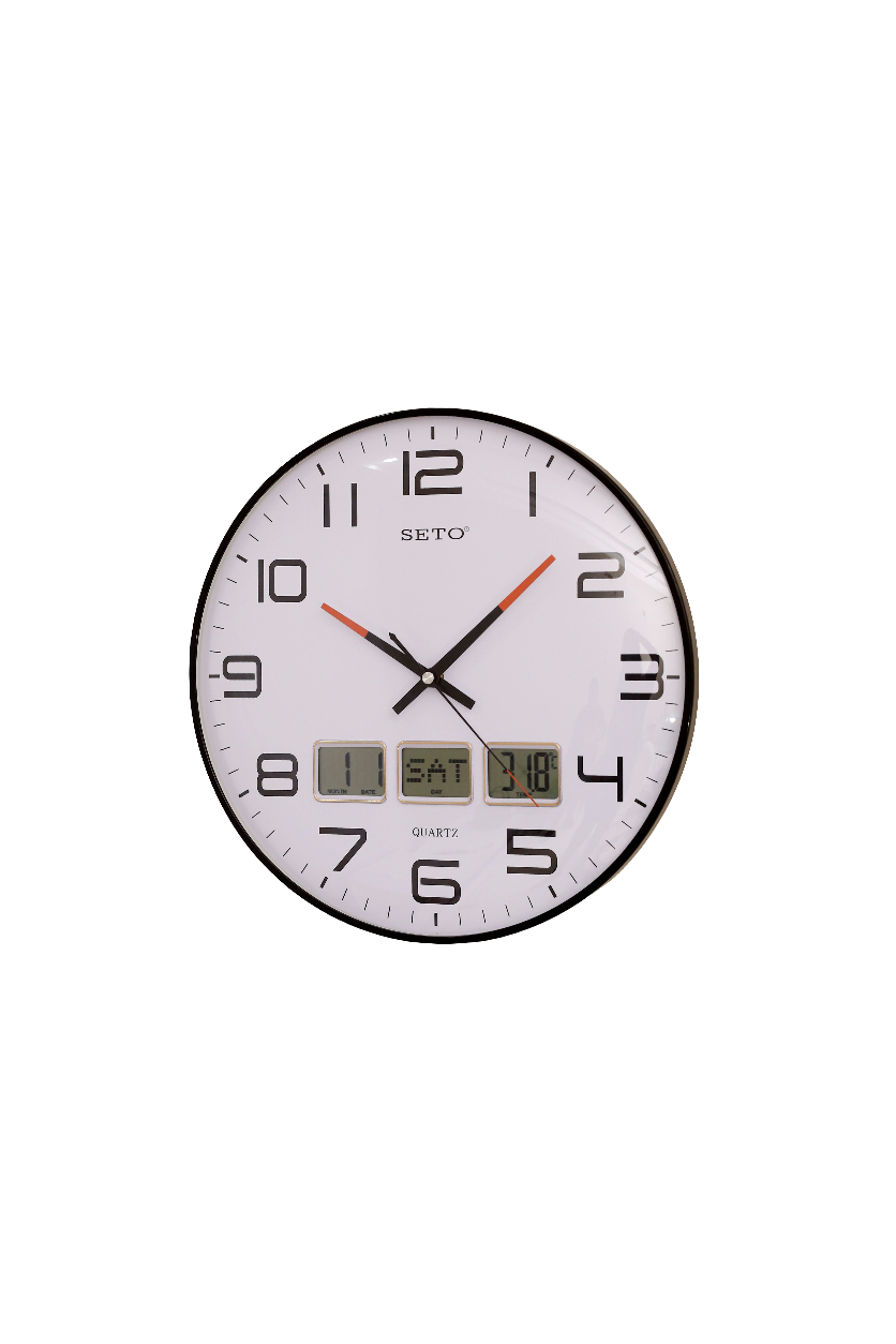 Seto Wall Clock Day Date Temperature  S-1093