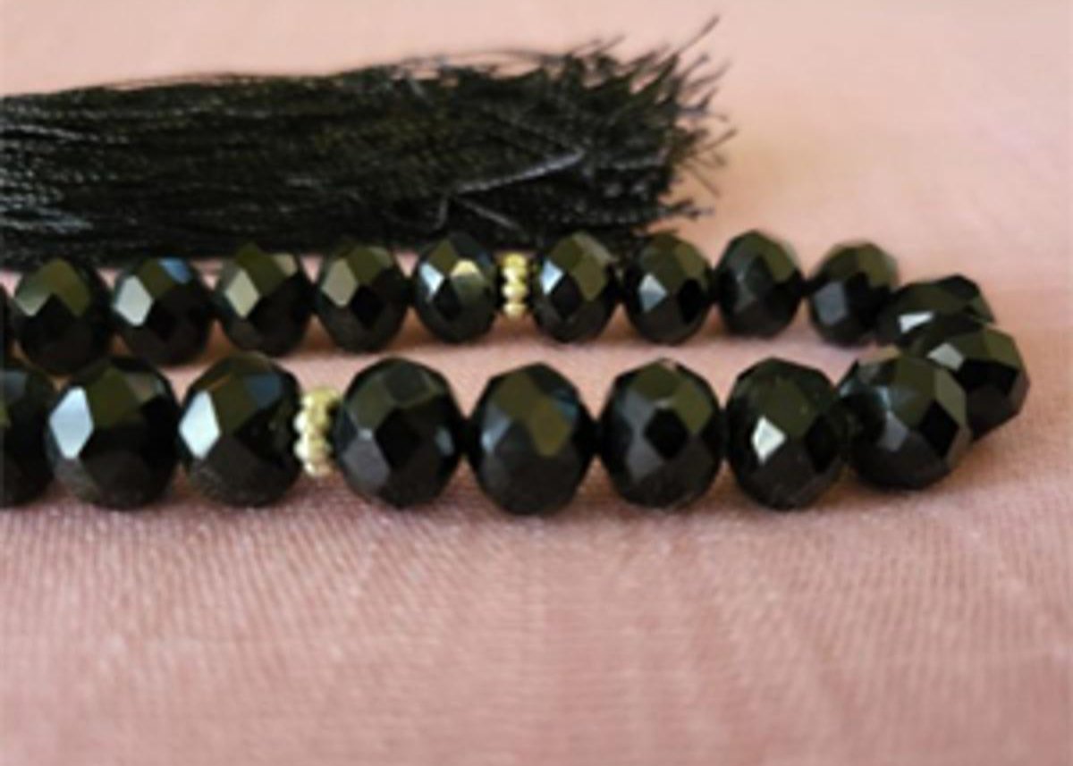 Crystals Fancy Tasbih 33 Beads Black Colour 12 pc