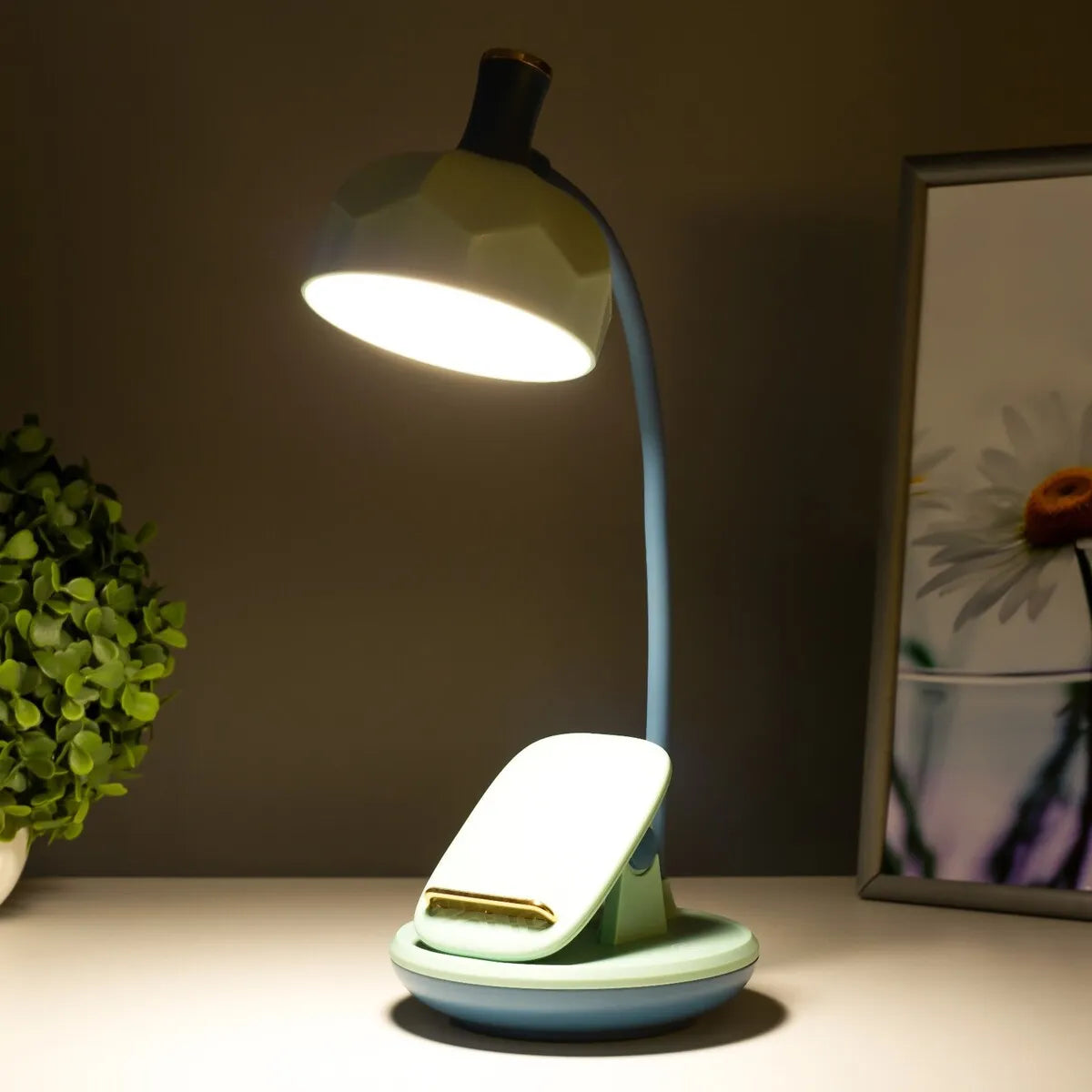 Flexible Desk Lamp LED Touch Smart 3 Modes Paper and Mobile Holder Rechargable PD 304